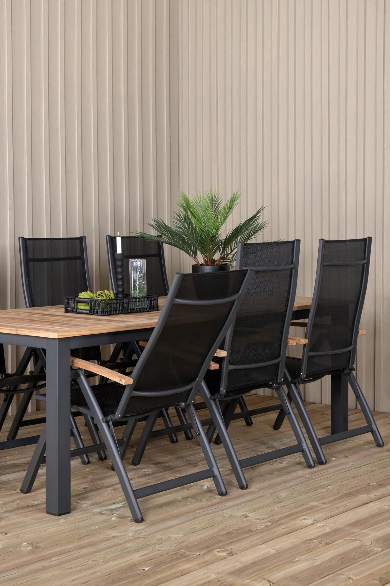 Panama Rechteckiges Ess-Set in Schwarz/Nature präsentiert im Onlineshop von KAQTU Design AG. Gartentischset ist von Venture Home