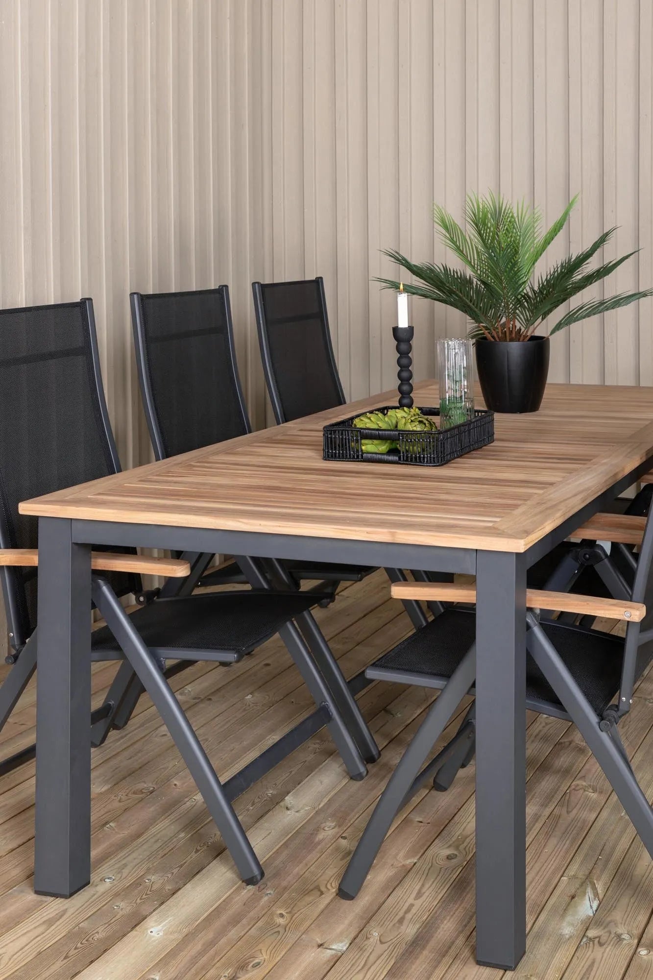 Panama Rechteckiges Ess-Set in Schwarz/Nature präsentiert im Onlineshop von KAQTU Design AG. Gartentischset ist von Venture Home