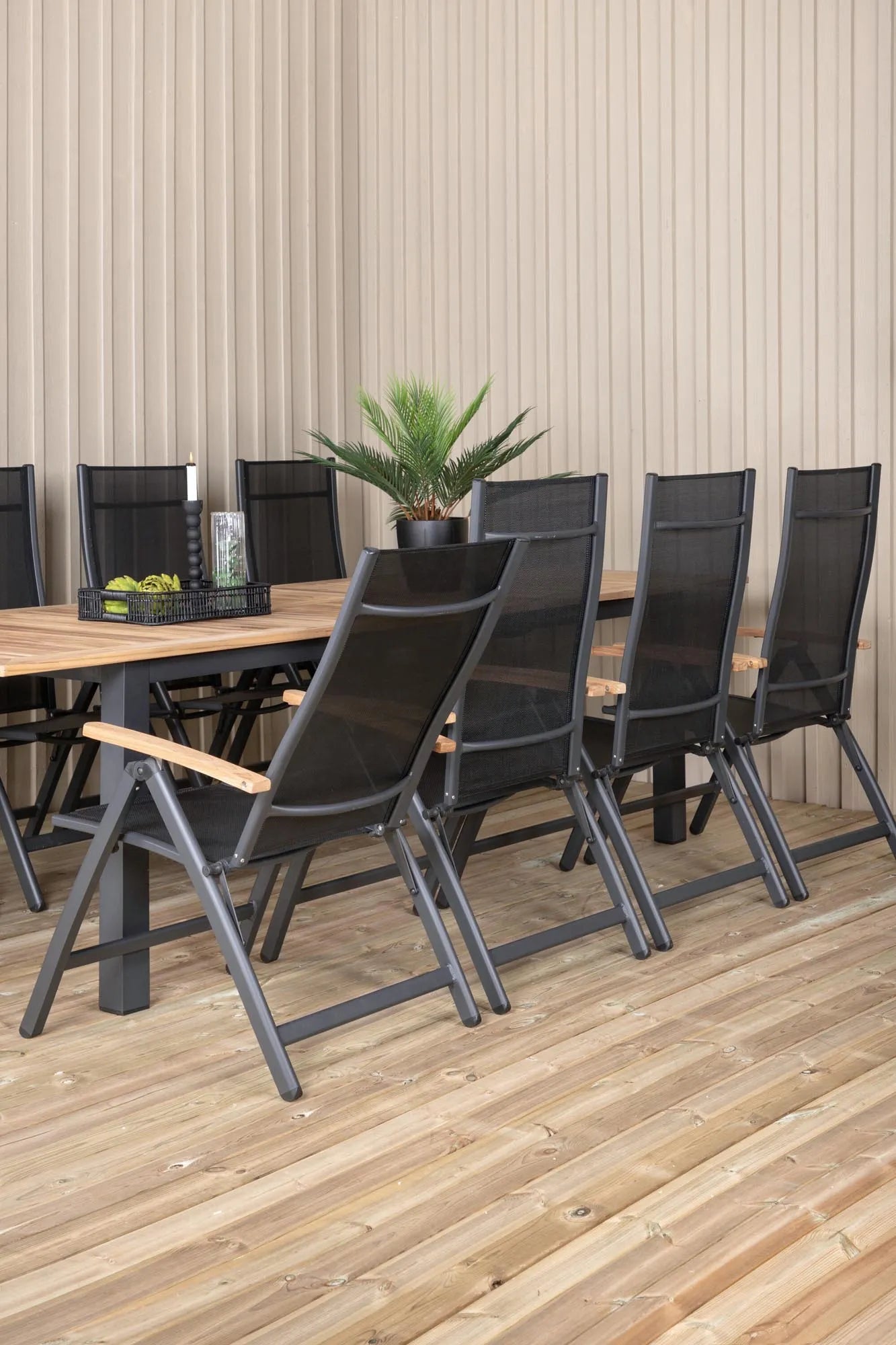 Panama Rechteckiges Ess-Set in Schwarz/Nature präsentiert im Onlineshop von KAQTU Design AG. Gartentischset ist von Venture Home