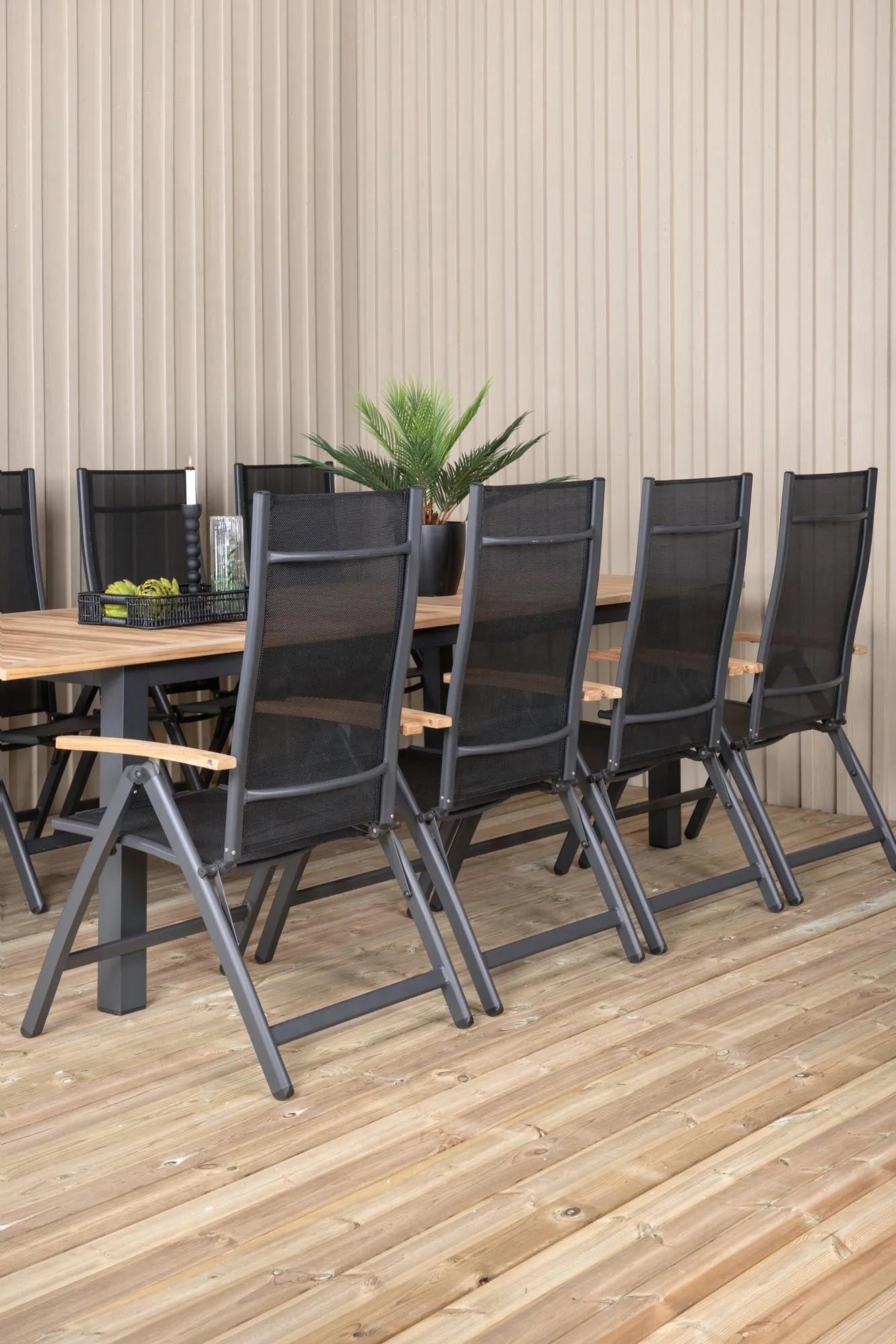 Panama Rechteckiges Ess-Set in Schwarz/Nature präsentiert im Onlineshop von KAQTU Design AG. Gartentischset ist von Venture Home