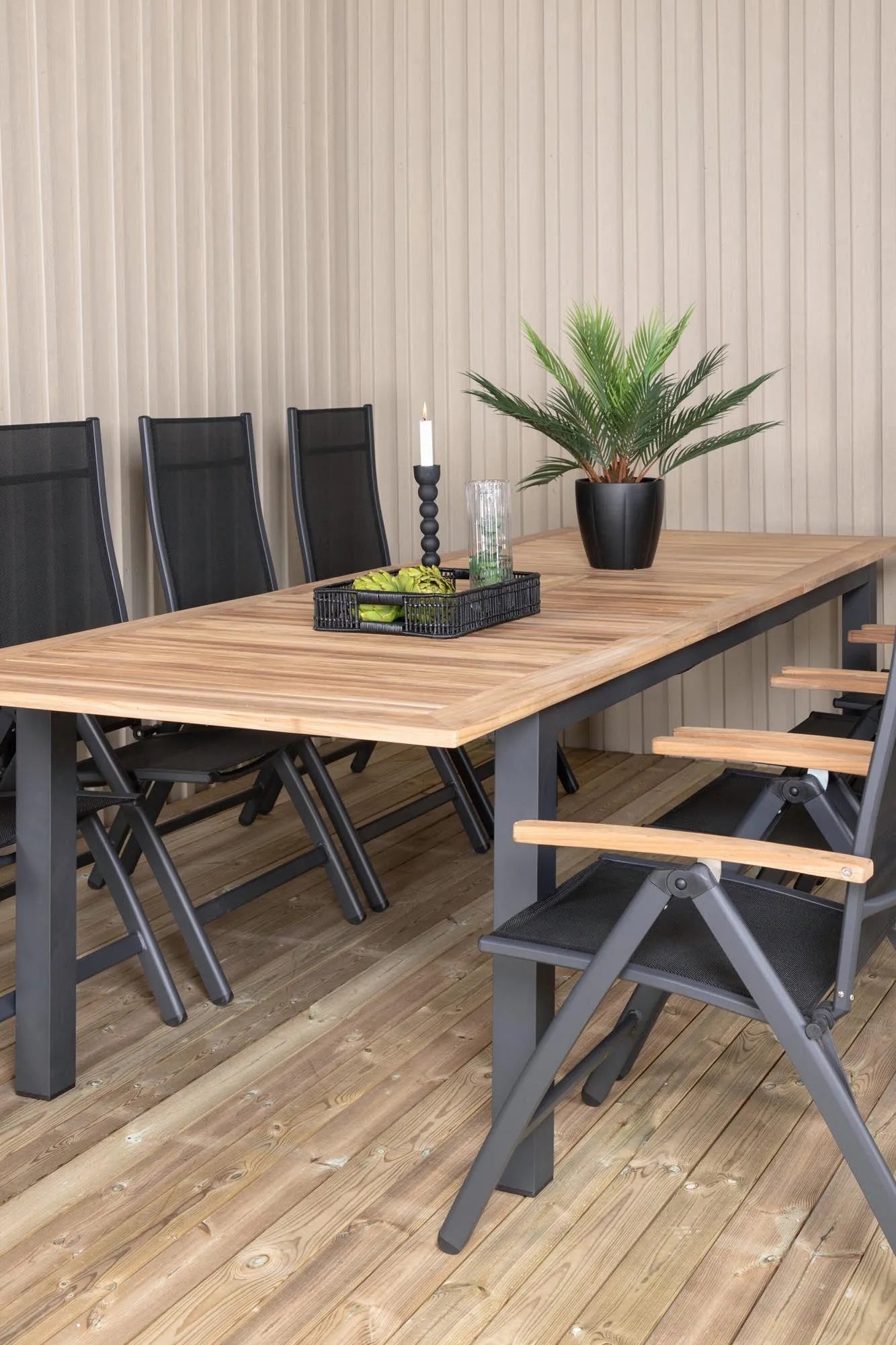 Panama Rechteckiges Ess-Set in Schwarz/Nature präsentiert im Onlineshop von KAQTU Design AG. Gartentischset ist von Venture Home