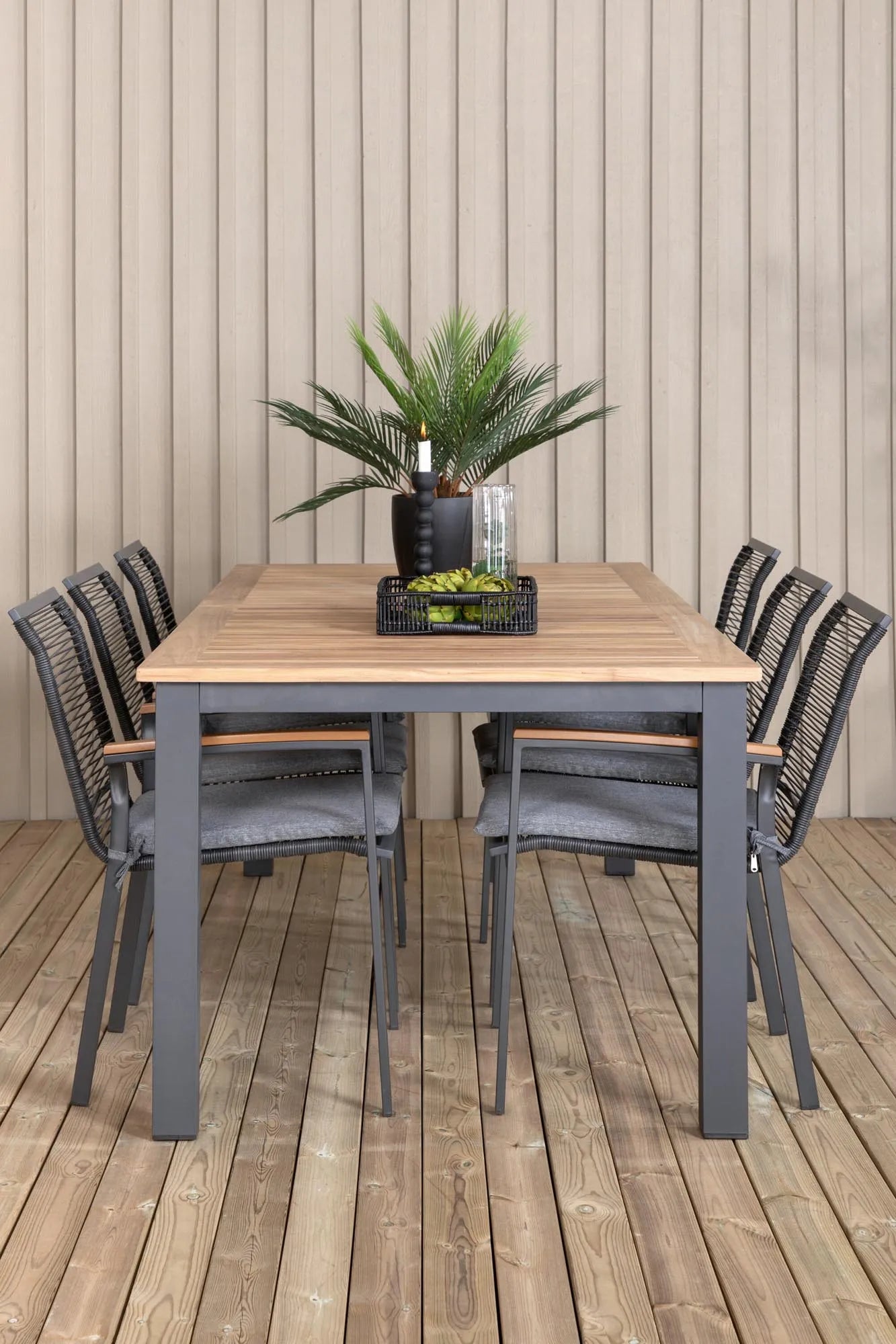 Panama Rechteckiges Ess-Set in Schwarz/Nature präsentiert im Onlineshop von KAQTU Design AG. Gartentischset ist von Venture Home