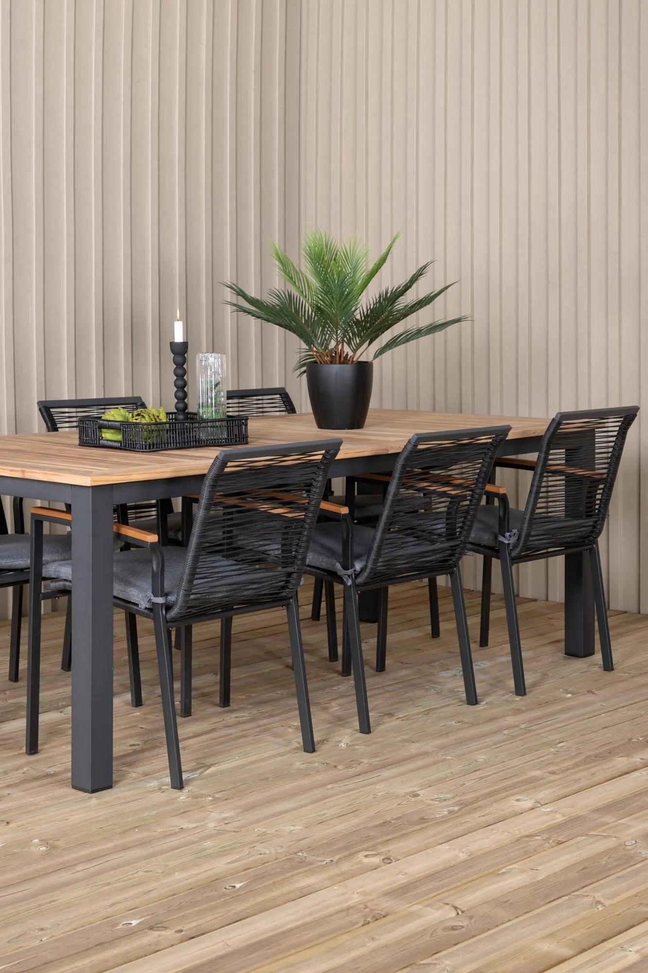 Panama Rechteckiges Ess-Set in Schwarz/Nature präsentiert im Onlineshop von KAQTU Design AG. Gartentischset ist von Venture Home