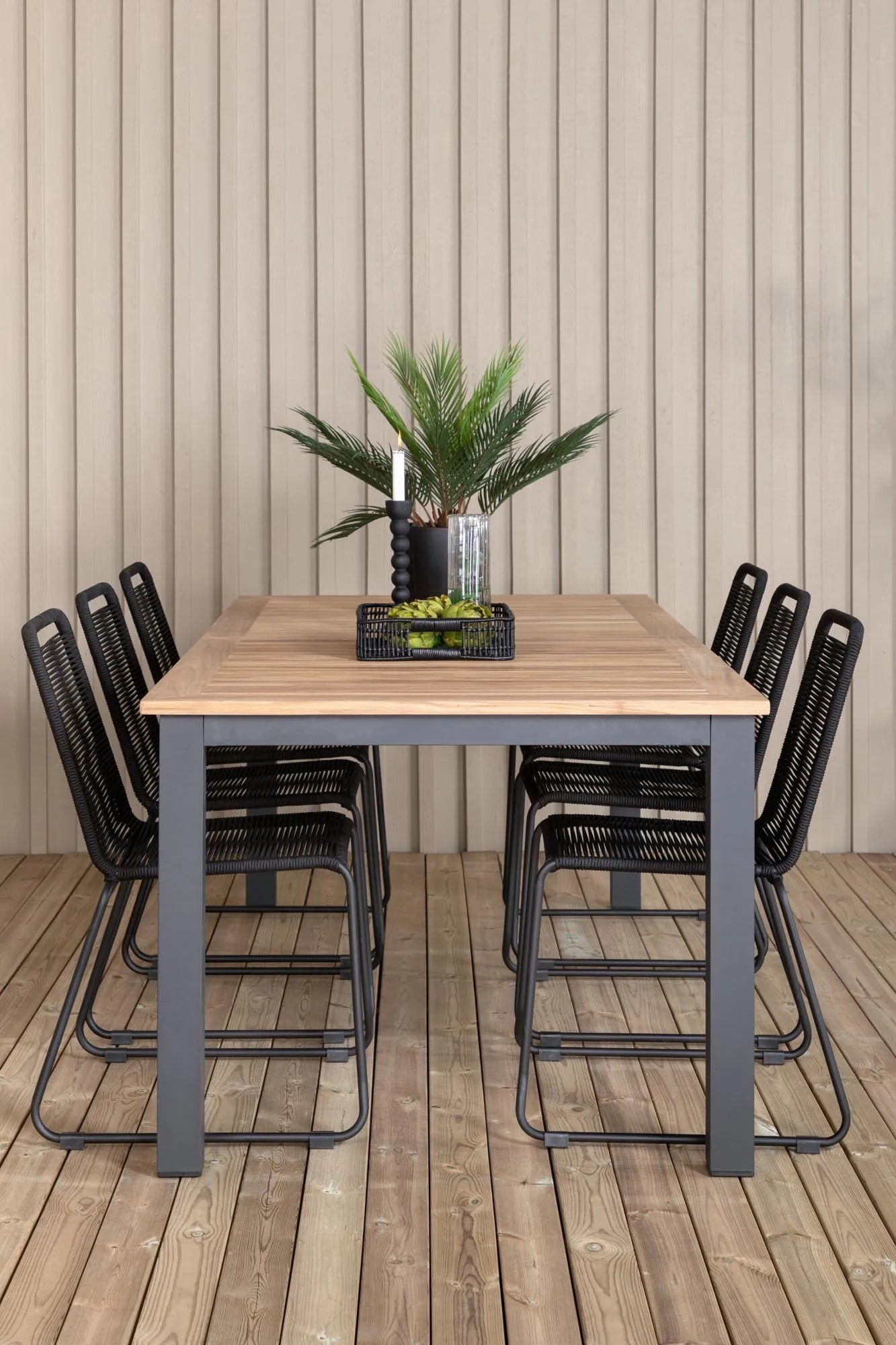 Panama Rechteckiges Ess-Set in Schwarz/Nature präsentiert im Onlineshop von KAQTU Design AG. Gartentischset ist von Venture Home