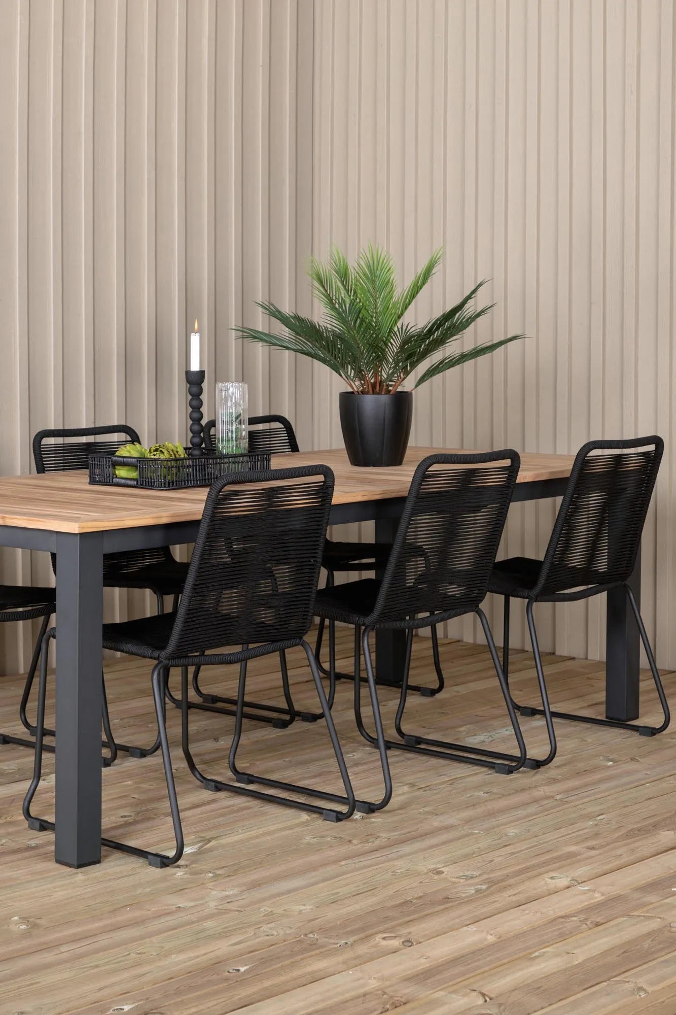 Panama Rechteckiges Ess-Set in Schwarz/Nature präsentiert im Onlineshop von KAQTU Design AG. Gartentischset ist von Venture Home