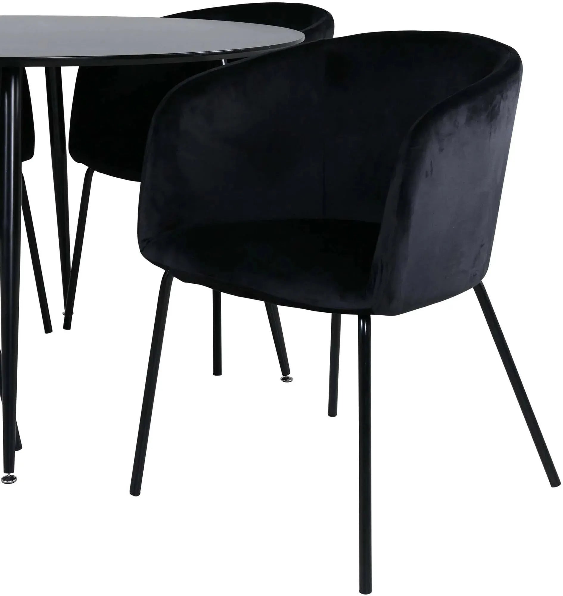 Silar Rundes Esszimmerset + Berit ⌀100cm/4St. in Beige / Schwarz präsentiert im Onlineshop von KAQTU Design AG. Esszimmerset ist von Venture Home