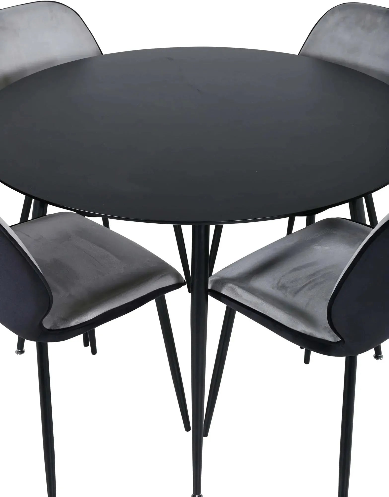 Silar Rundes Esszimmerset + Emma ⌀100cm/4St. in Schwarz / Grau präsentiert im Onlineshop von KAQTU Design AG. Esszimmerset ist von Venture Home