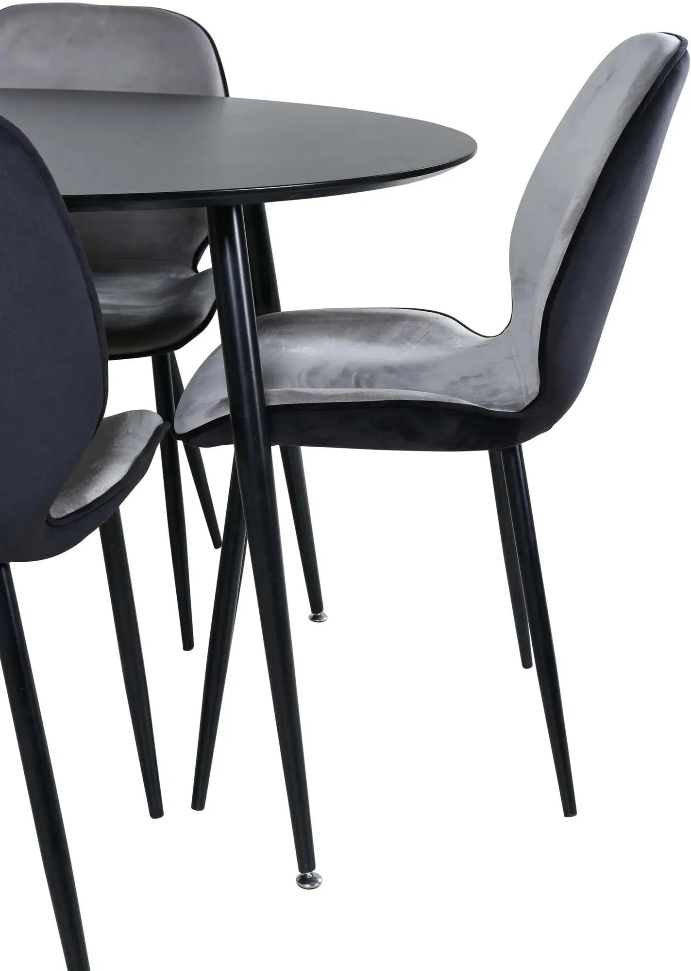 Silar Rundes Esszimmerset + Emma ⌀100cm/4St. in Schwarz / Grau präsentiert im Onlineshop von KAQTU Design AG. Esszimmerset ist von Venture Home