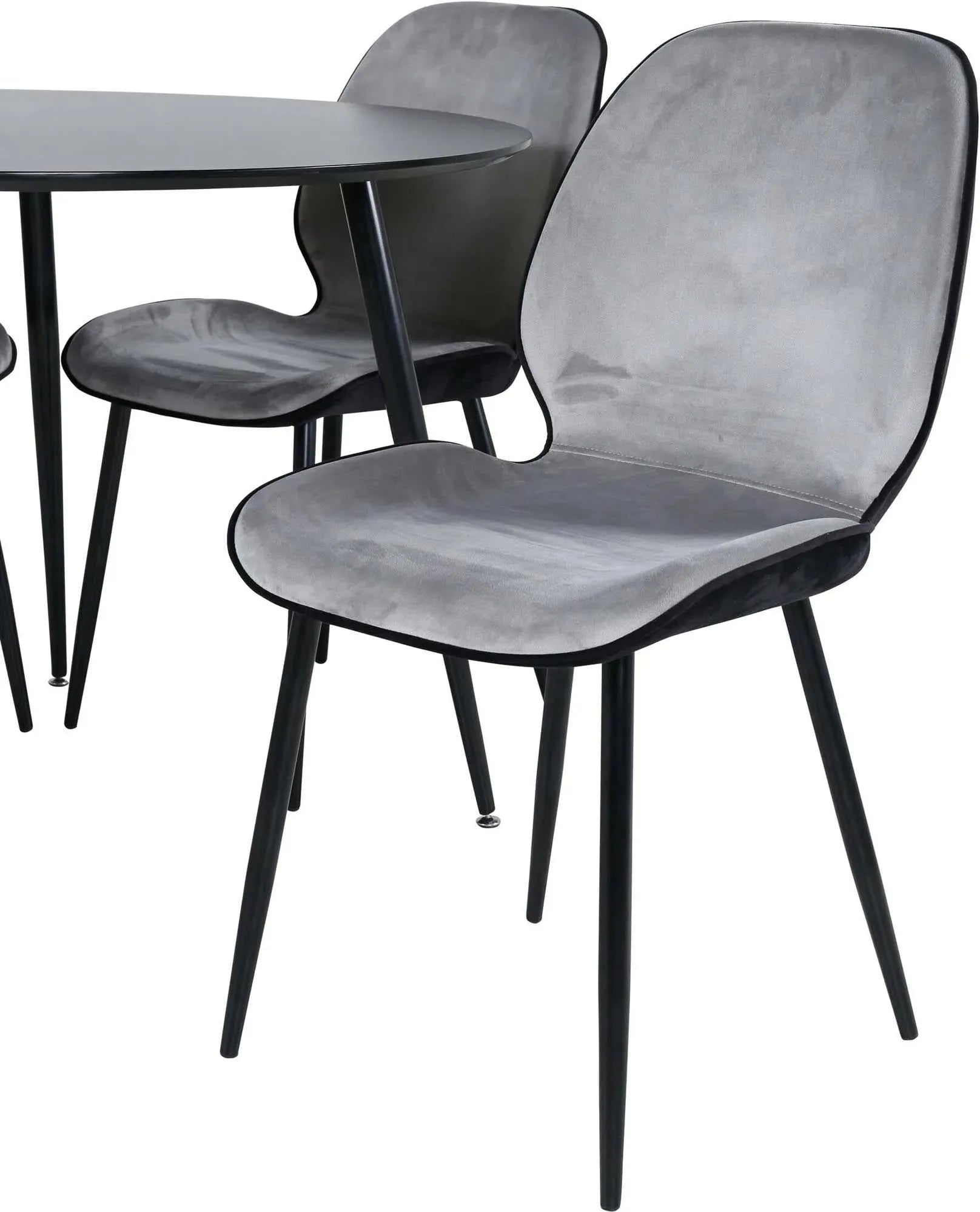 Silar Rundes Esszimmerset + Emma ⌀100cm/4St. in Schwarz / Grau präsentiert im Onlineshop von KAQTU Design AG. Esszimmerset ist von Venture Home