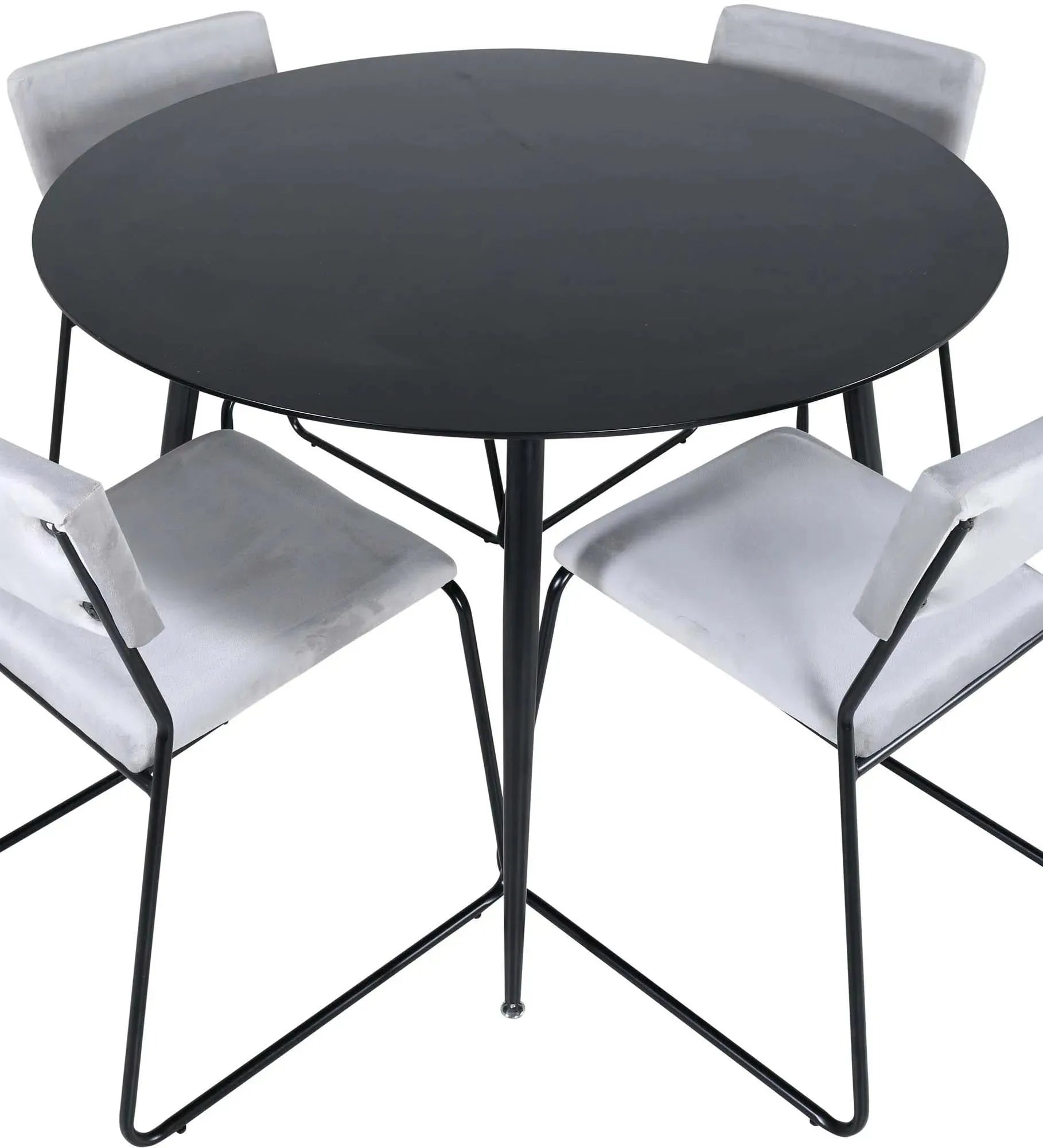 Silar Rundes Esszimmerset + Kenth ⌀100cm/4St. in Schwarz / Hellgrau präsentiert im Onlineshop von KAQTU Design AG. Esszimmerset ist von Venture Home