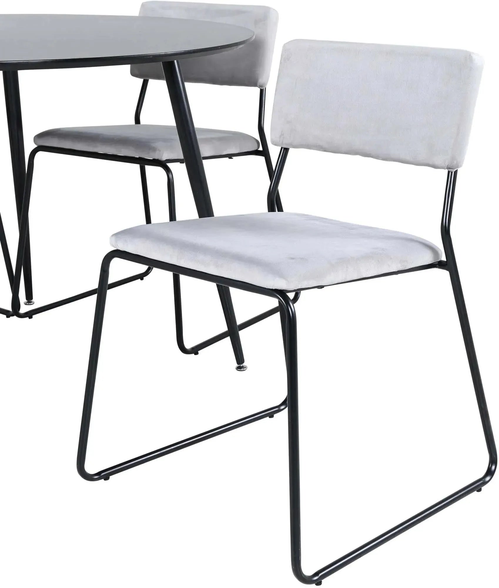 Silar Rundes Esszimmerset + Kenth ⌀100cm/4St. in Schwarz / Hellgrau präsentiert im Onlineshop von KAQTU Design AG. Esszimmerset ist von Venture Home