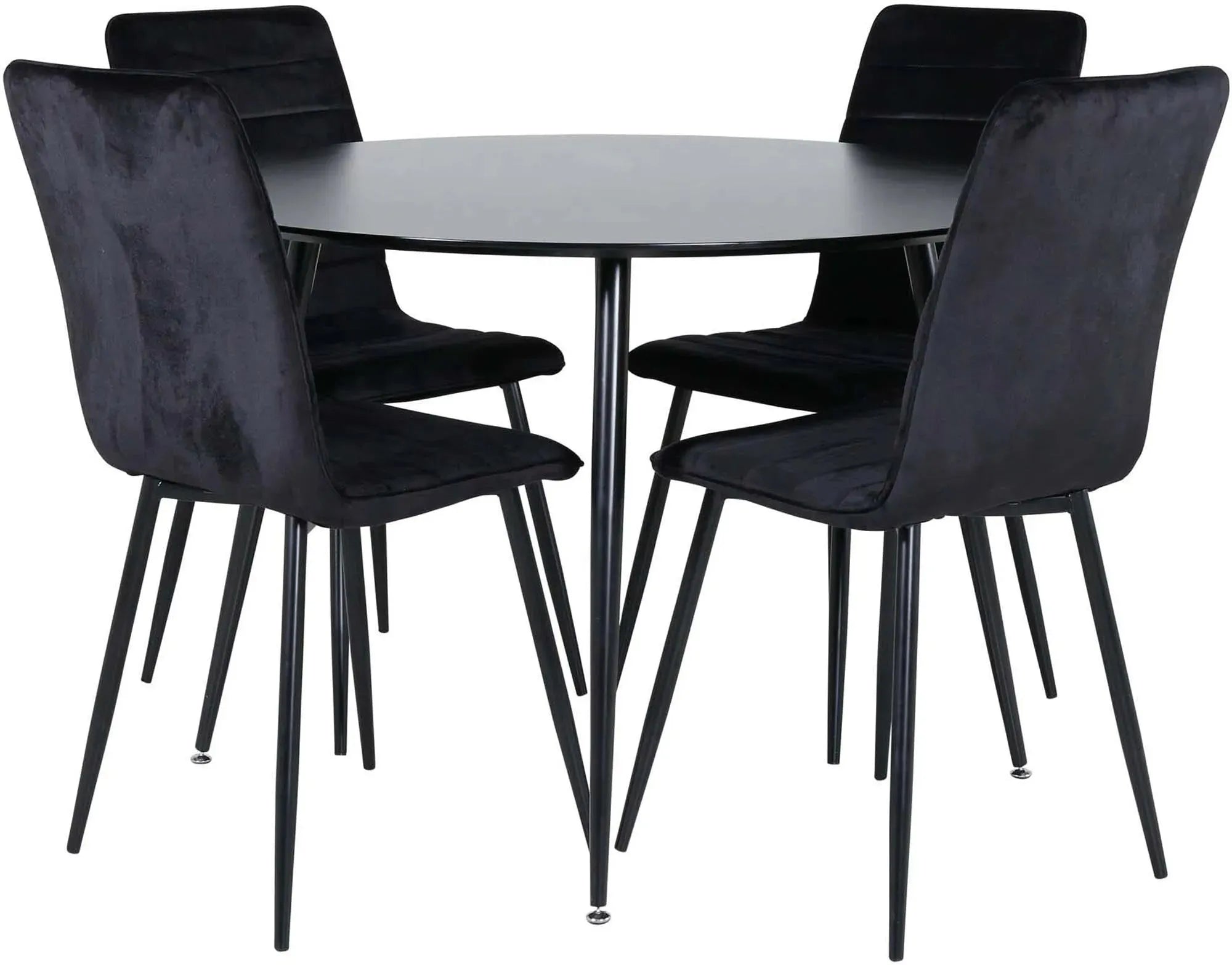 Silar Rundes Esszimmerset + Windu ⌀100cm/4St. in Schwarz präsentiert im Onlineshop von KAQTU Design AG. Esszimmerset ist von Venture Home