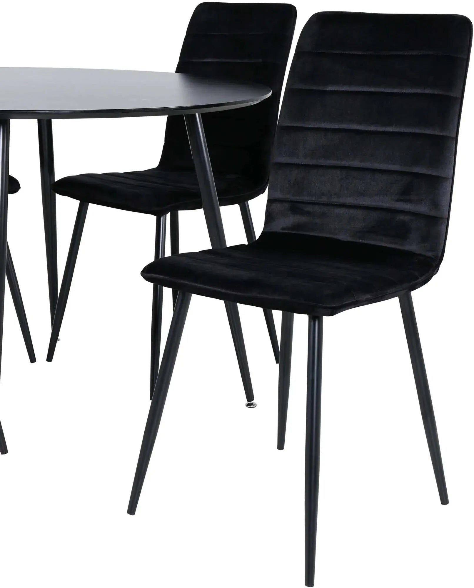 Silar Rundes Esszimmerset + Windu ⌀100cm/4St. in Schwarz präsentiert im Onlineshop von KAQTU Design AG. Esszimmerset ist von Venture Home