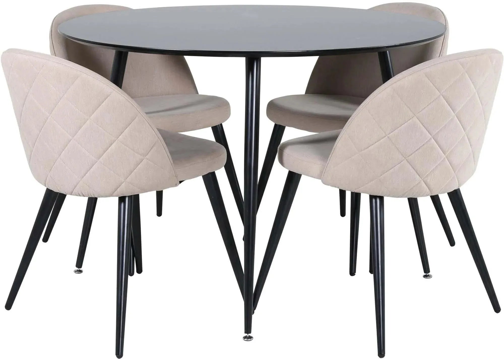 Silar Rundes Esszimmerset ⌀100cm/4St. in Beige / Schwarz präsentiert im Onlineshop von KAQTU Design AG. Esszimmerset ist von Venture Home