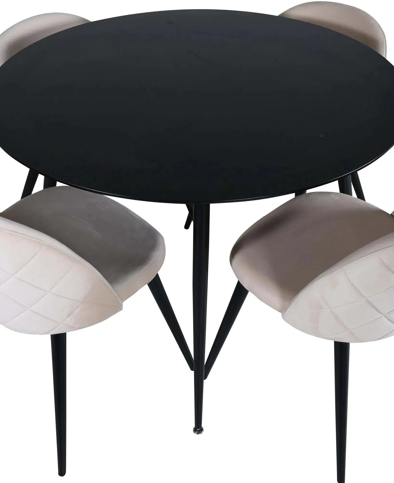 Silar Rundes Esszimmerset ⌀100cm/4St. in Beige / Schwarz präsentiert im Onlineshop von KAQTU Design AG. Esszimmerset ist von Venture Home