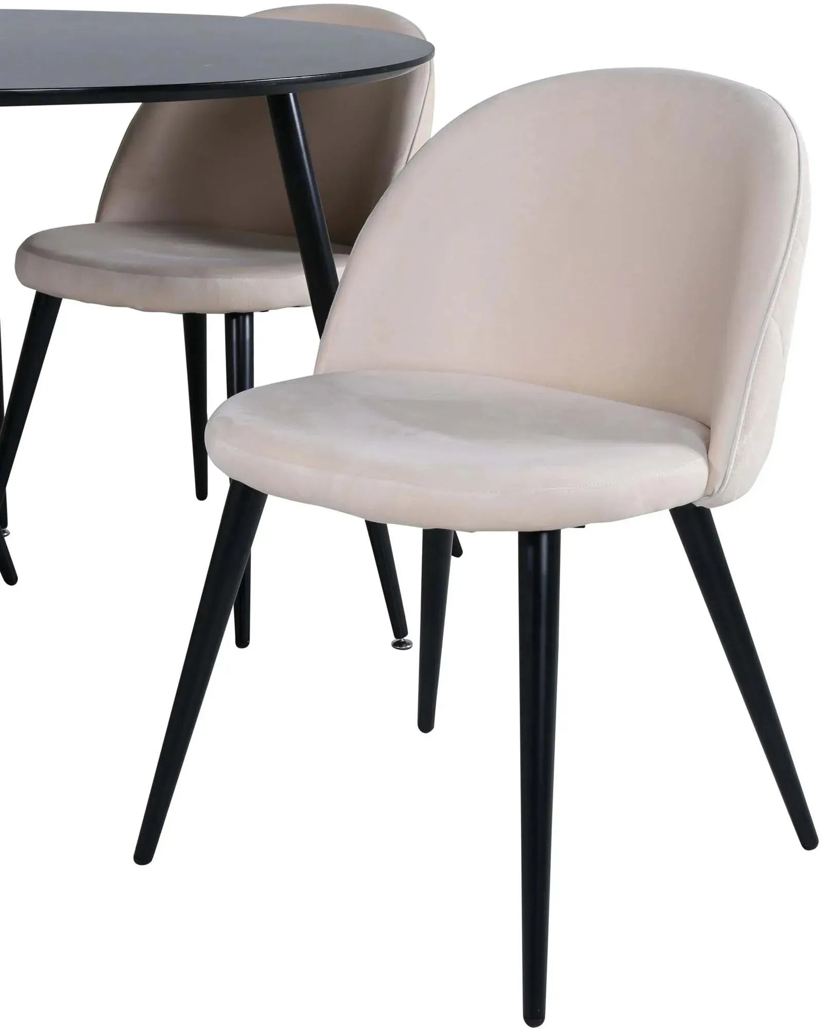 Silar Rundes Esszimmerset ⌀100cm/4St. in Beige / Schwarz präsentiert im Onlineshop von KAQTU Design AG. Esszimmerset ist von Venture Home