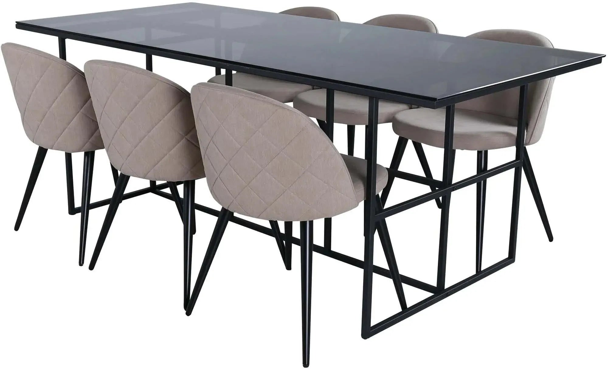 Leif Esszimmerset + Velvet 200cm/6St. in Schwarz / Beige präsentiert im Onlineshop von KAQTU Design AG. Esszimmerset ist von Venture Home