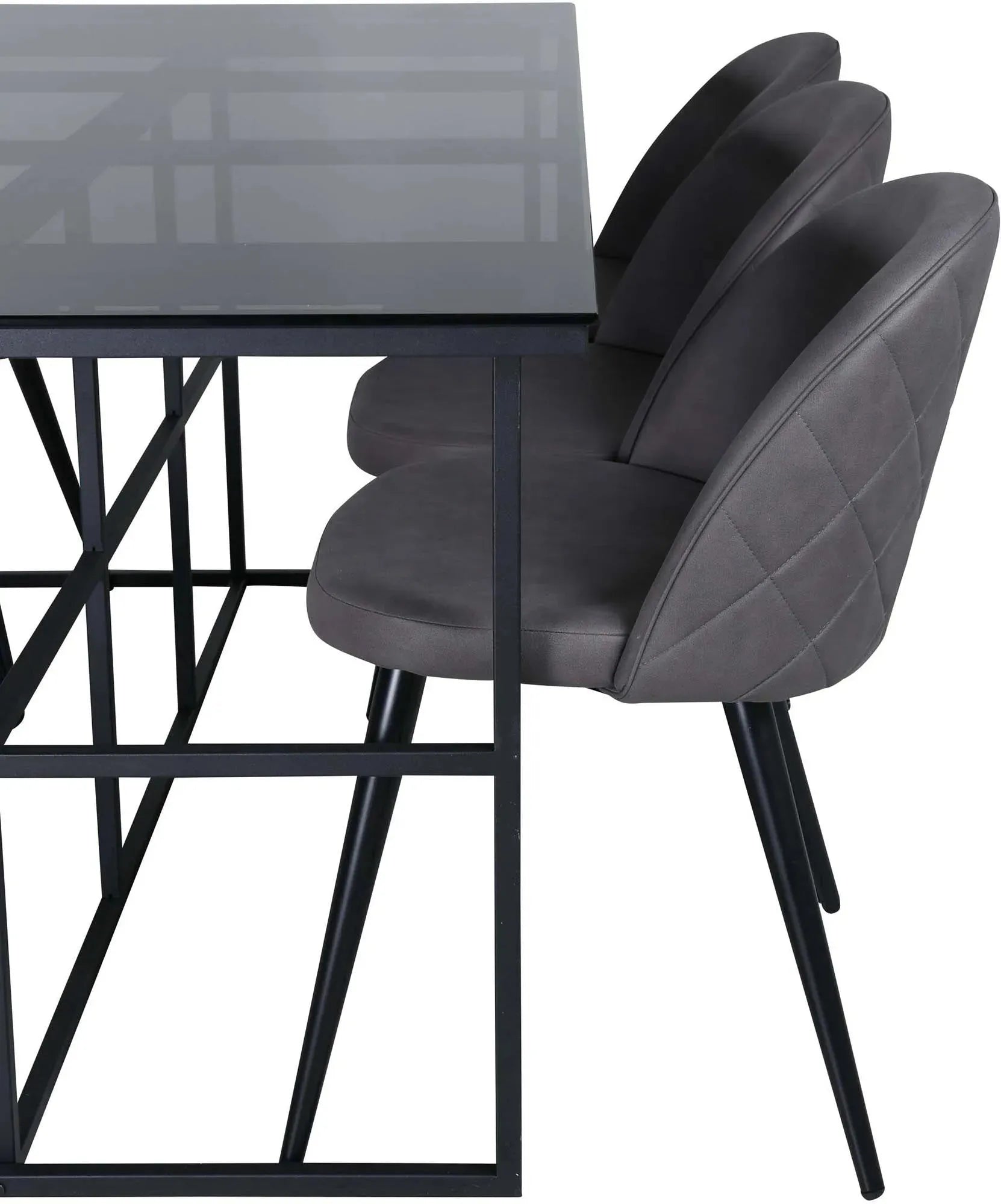 Leif Esszimmerset + Velvet 200cm/6St. in Schwarz / Beige präsentiert im Onlineshop von KAQTU Design AG. Esszimmerset ist von Venture Home