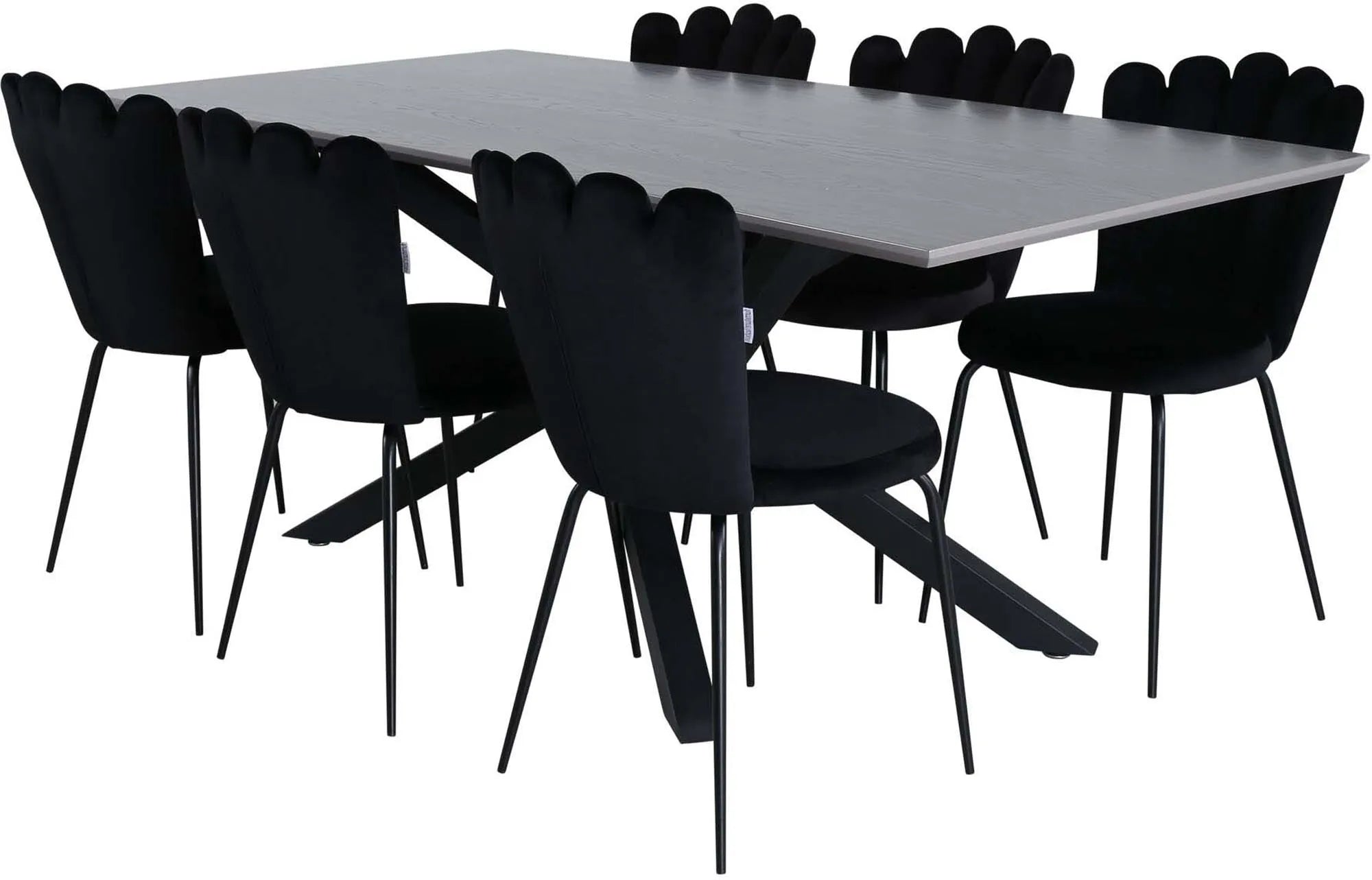 Piazza Esszimmerset + Limhamn 180cm/6St. in Schwarz präsentiert im Onlineshop von KAQTU Design AG. Esszimmerset ist von Venture Home