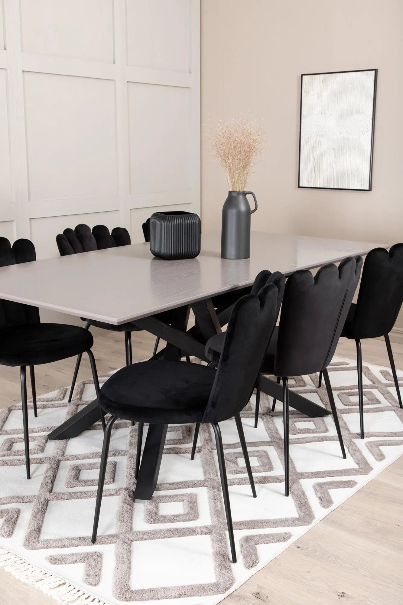 Piazza Esszimmerset + Limhamn 180cm/6St. in Schwarz präsentiert im Onlineshop von KAQTU Design AG. Esszimmerset ist von Venture Home