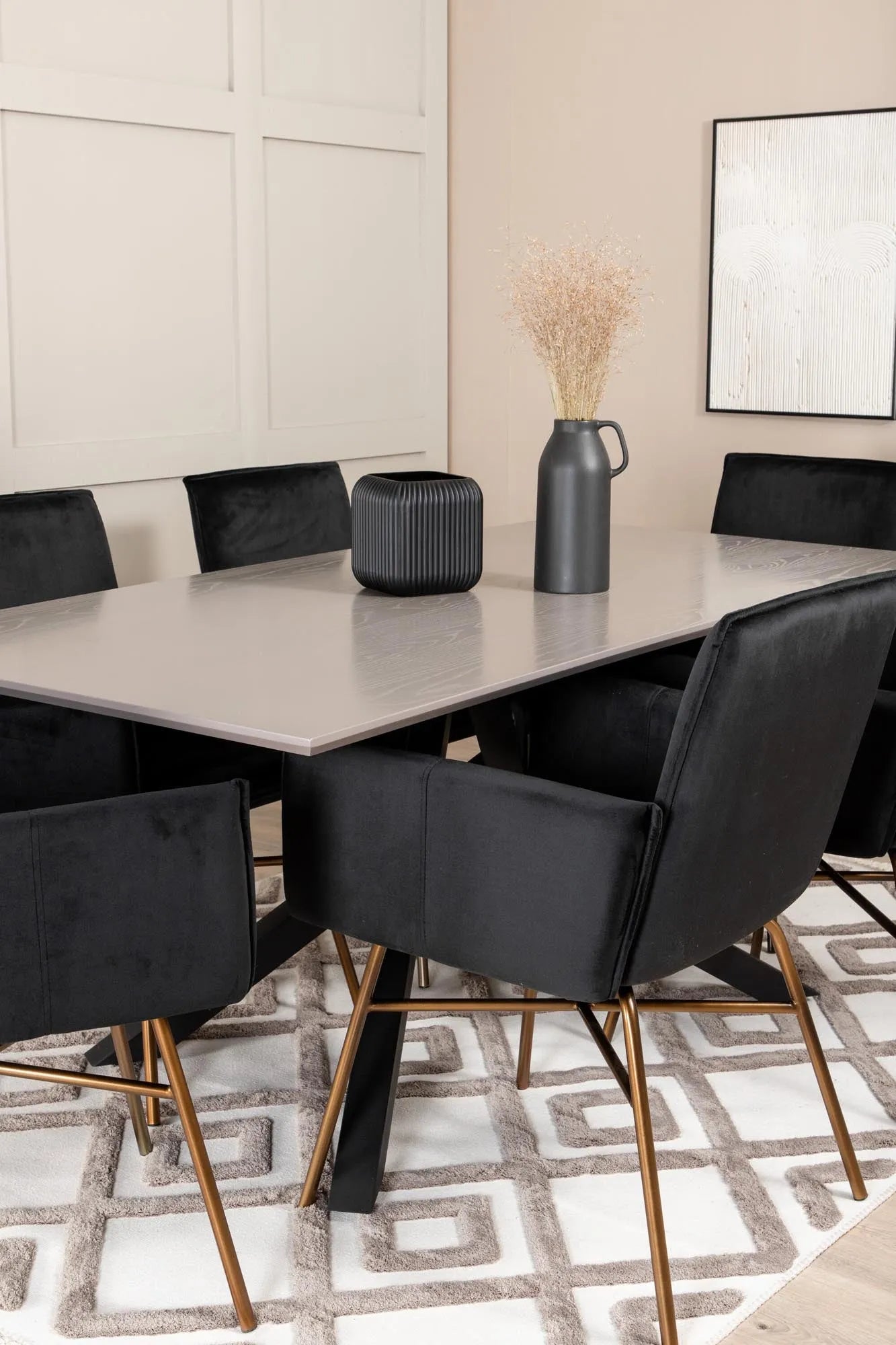 Piazza Esszimmerset + Petra 180cm/6St. in Schwarz präsentiert im Onlineshop von KAQTU Design AG. Esszimmerset ist von Venture Home