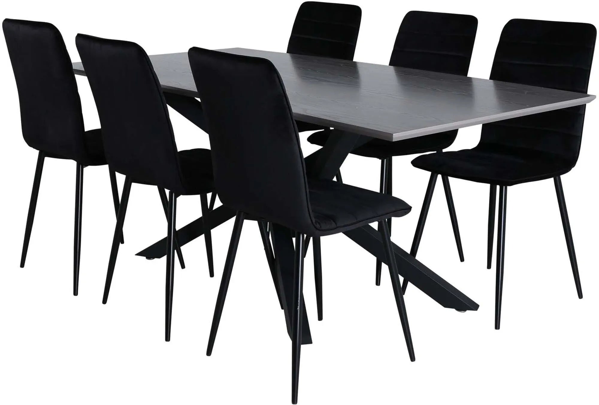 Piazza Esszimmerset + Windu 180cm/6St. in Schwarz präsentiert im Onlineshop von KAQTU Design AG. Esszimmerset ist von Venture Home