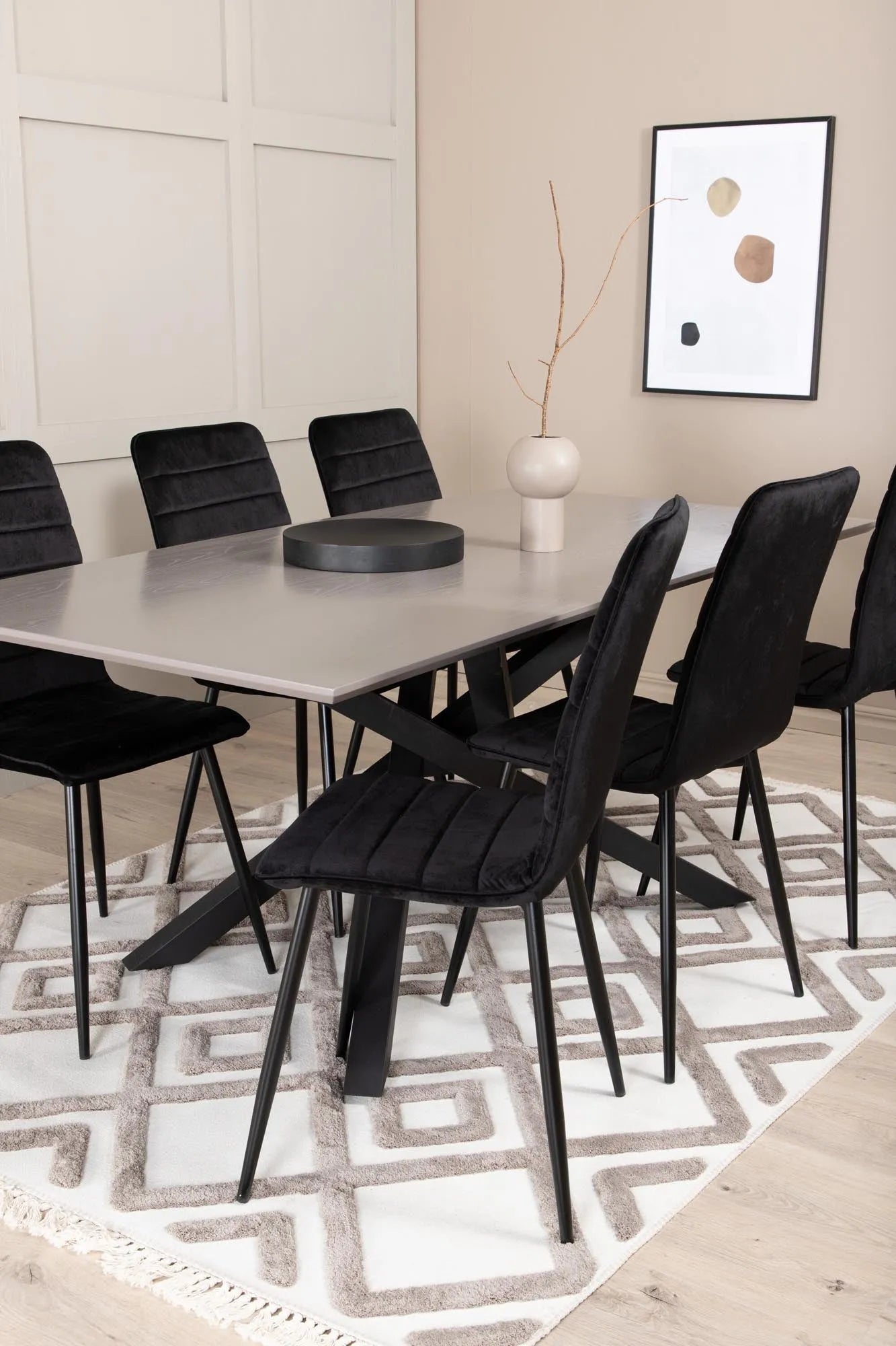 Piazza Esszimmerset + Windu 180cm/6St. in Schwarz präsentiert im Onlineshop von KAQTU Design AG. Esszimmerset ist von Venture Home