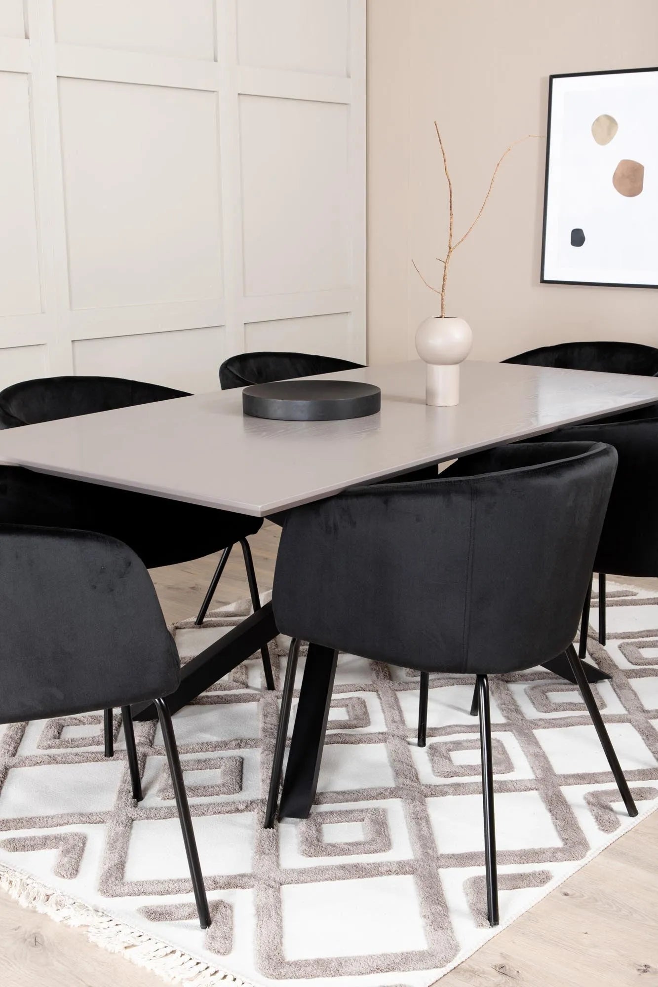 Piazza Esszimmerset + Berit 180cm/6St. in Beige, Schwarz präsentiert im Onlineshop von KAQTU Design AG. Esszimmerset ist von Venture Home