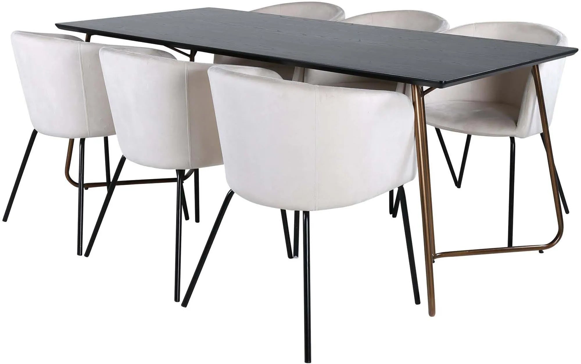 Petra Esszimmerset + Berit 190cm/6St. in Beige, Schwarz präsentiert im Onlineshop von KAQTU Design AG. Esszimmerset ist von Venture Home