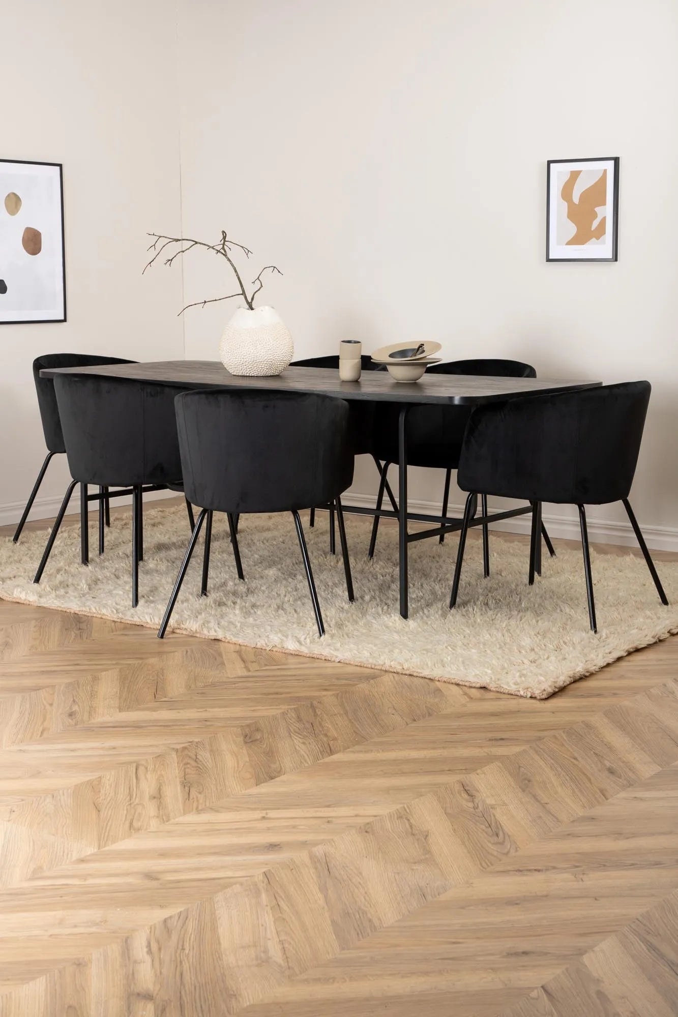 Uno Esszimmerset + Berit 200cm/6St. in Braun / Beige / Schwarz präsentiert im Onlineshop von KAQTU Design AG. Esszimmerset ist von Venture Home