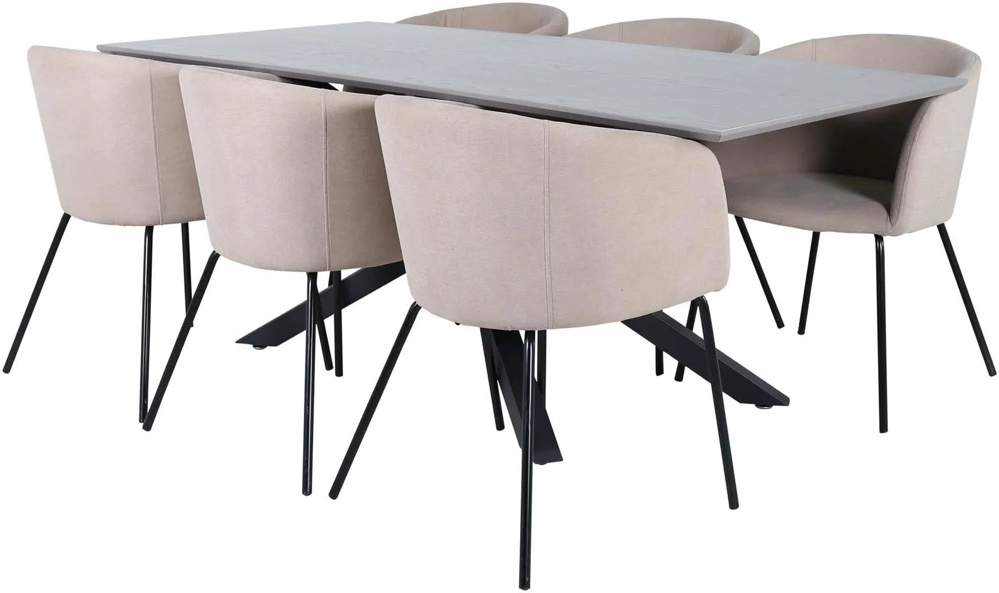 Piazza Esszimmerset + Berit 180cm/6St. in Beige, Schwarz präsentiert im Onlineshop von KAQTU Design AG. Esszimmerset ist von Venture Home