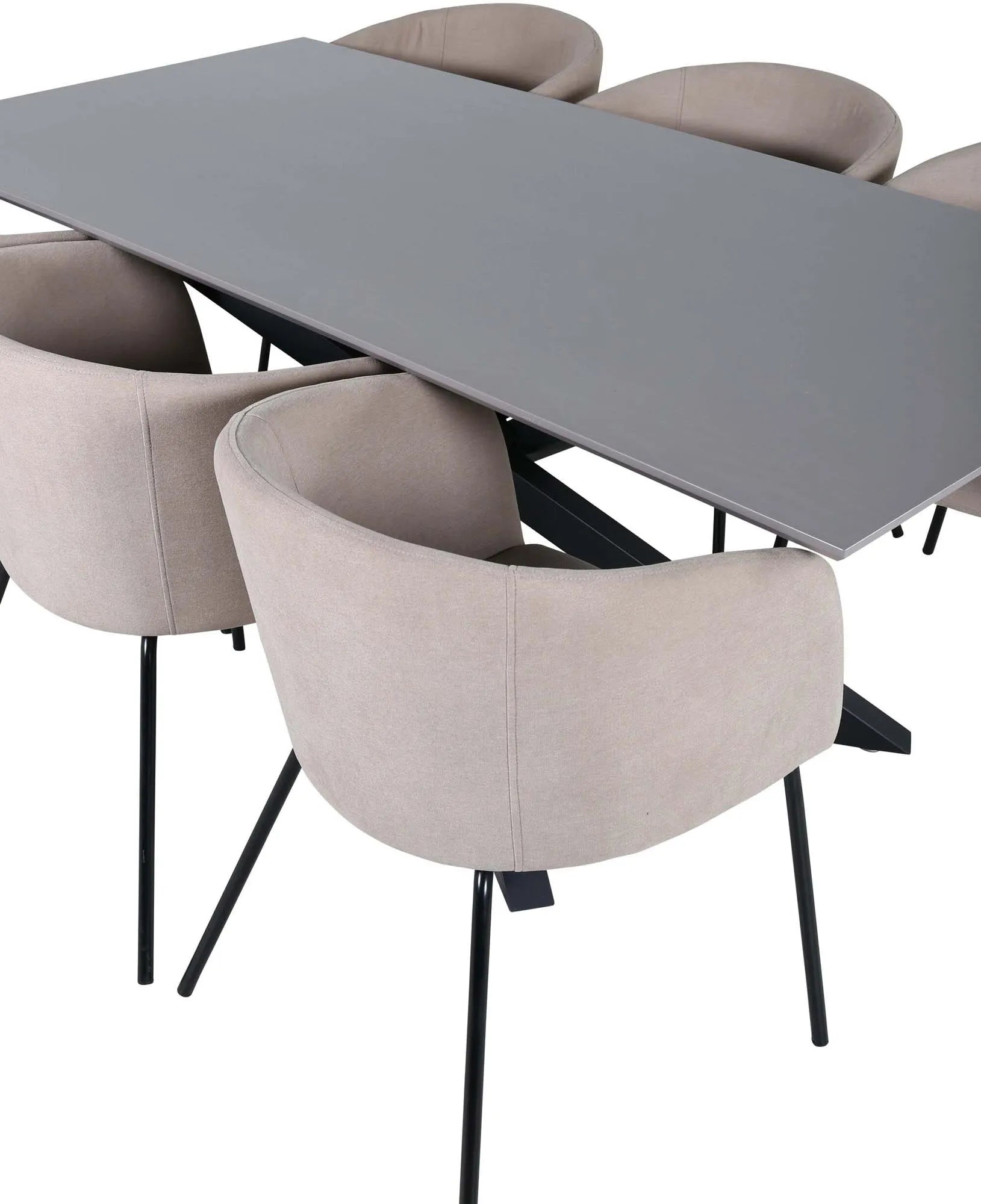 Piazza Esszimmerset + Berit 180cm/6St. in Beige, Schwarz präsentiert im Onlineshop von KAQTU Design AG. Esszimmerset ist von Venture Home