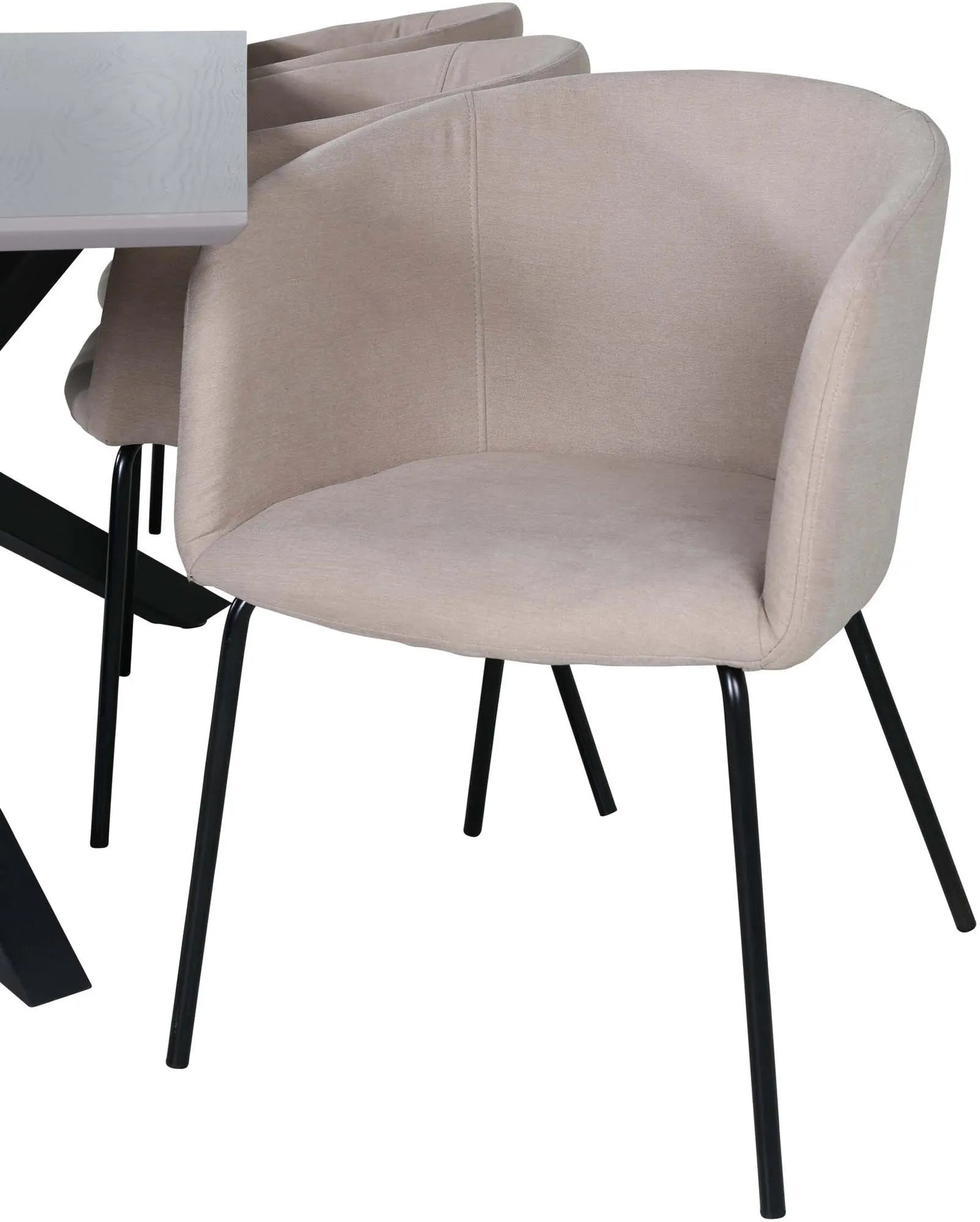 Piazza Esszimmerset + Berit 180cm/6St. in Beige, Schwarz präsentiert im Onlineshop von KAQTU Design AG. Esszimmerset ist von Venture Home