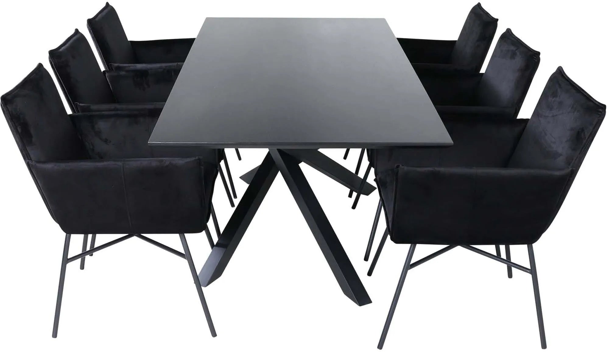 Piazza Esszimmerset + Petra 180cm/6St. in Schwarz präsentiert im Onlineshop von KAQTU Design AG. Esszimmerset ist von Venture Home