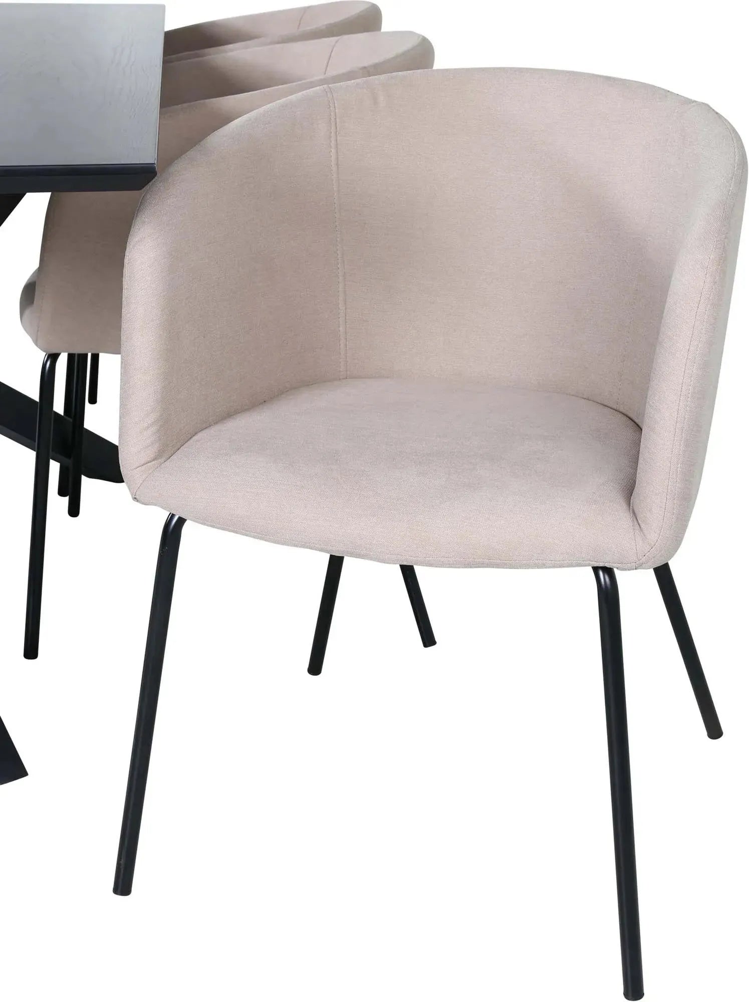 Piazza Esszimmerset + Berit 180cm/6St. in Beige, Schwarz präsentiert im Onlineshop von KAQTU Design AG. Esszimmerset ist von Venture Home