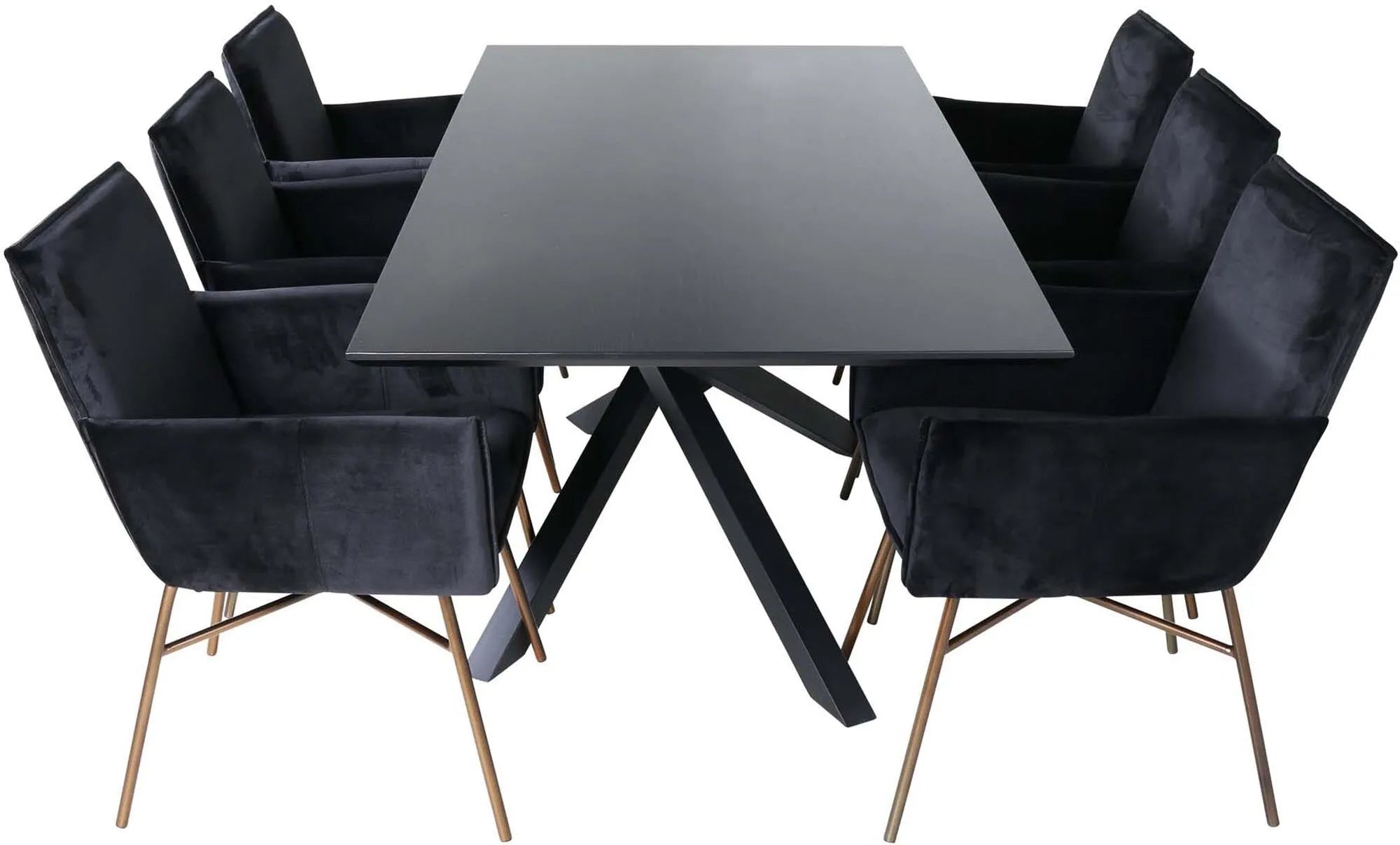 Piazza Esszimmerset + Petra 180cm/6St. in Schwarz präsentiert im Onlineshop von KAQTU Design AG. Esszimmerset ist von Venture Home