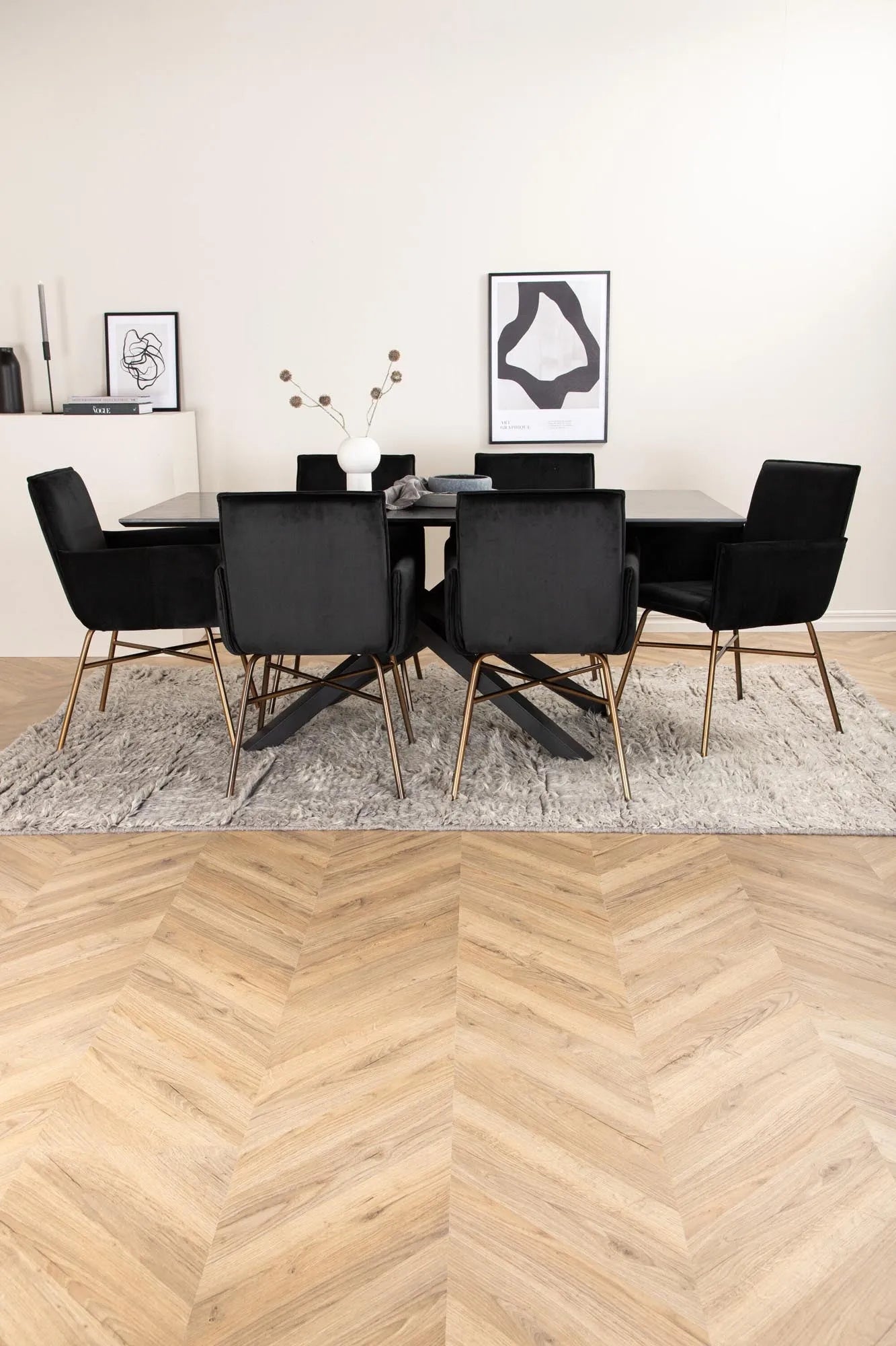 Piazza Esszimmerset + Petra 180cm/6St. in Schwarz präsentiert im Onlineshop von KAQTU Design AG. Esszimmerset ist von Venture Home