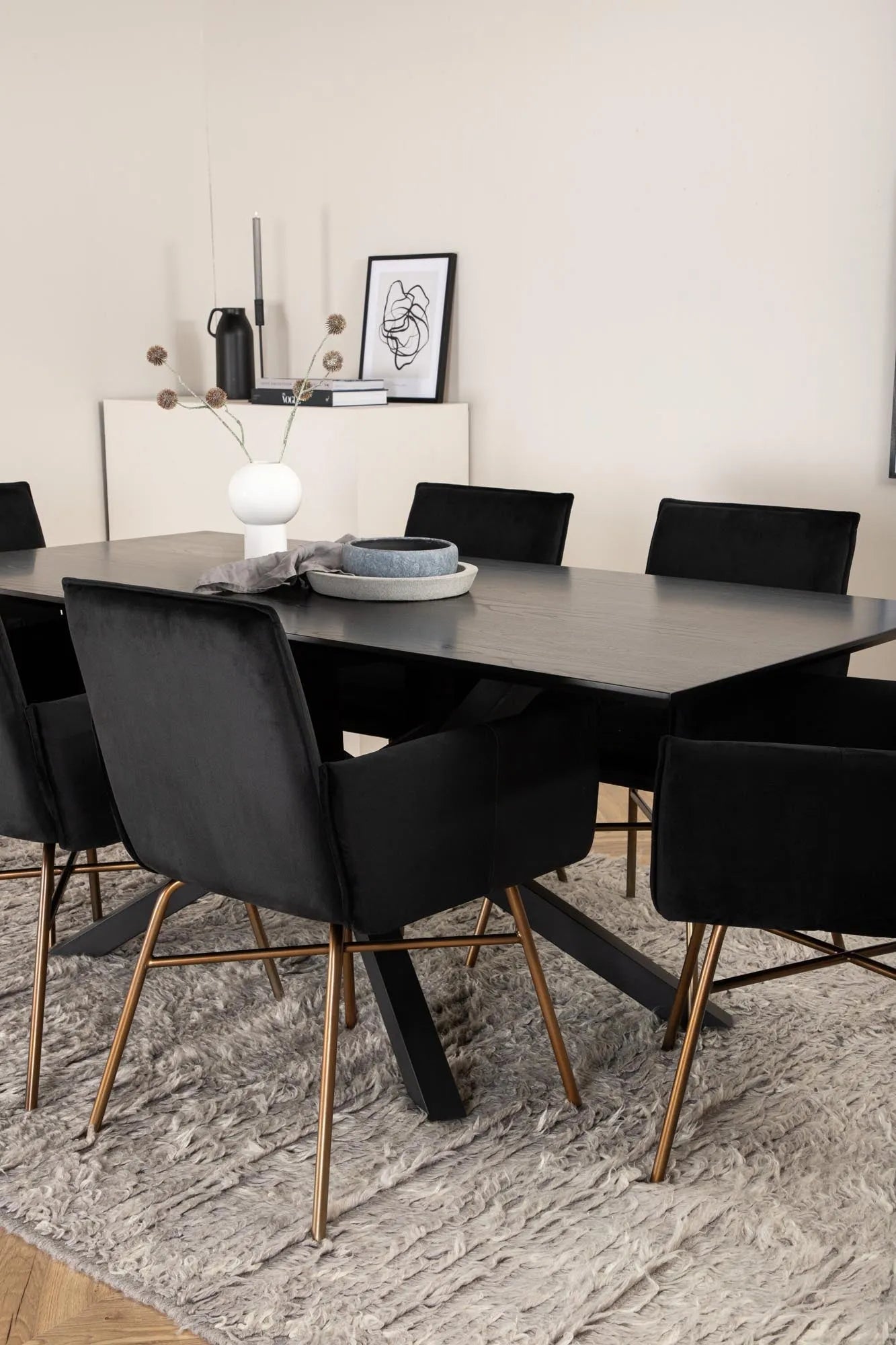 Piazza Esszimmerset + Petra 180cm/6St. in Schwarz präsentiert im Onlineshop von KAQTU Design AG. Esszimmerset ist von Venture Home