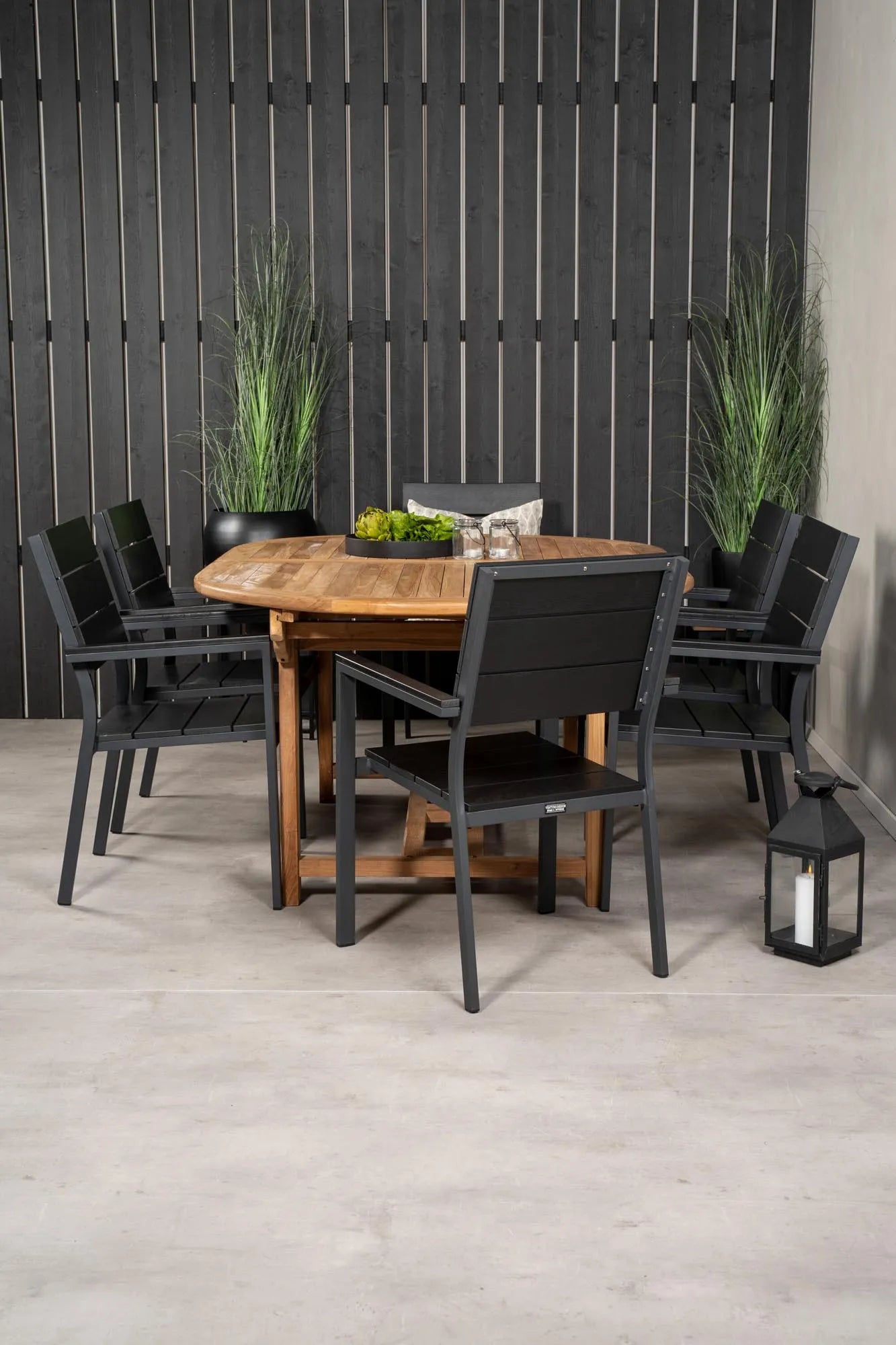 Rechteckiges Ess-Set Kenya in Schwarz/Nature präsentiert im Onlineshop von KAQTU Design AG. Gartentischset ist von Venture Home