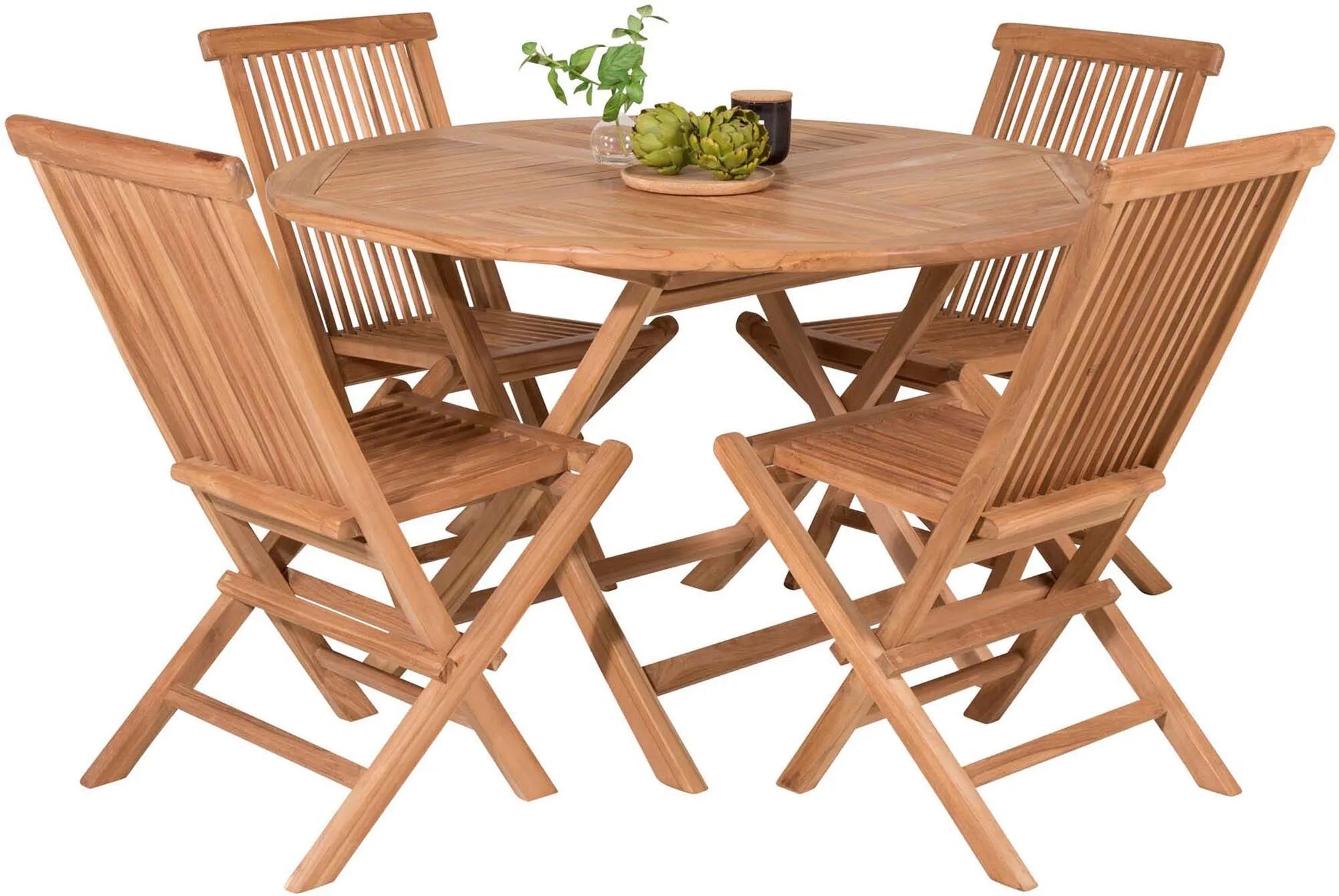 Outdoor-Tischset Kenya ⌀120cm/4St. in Natur präsentiert im Onlineshop von KAQTU Design AG. Gartentischset ist von Venture Home