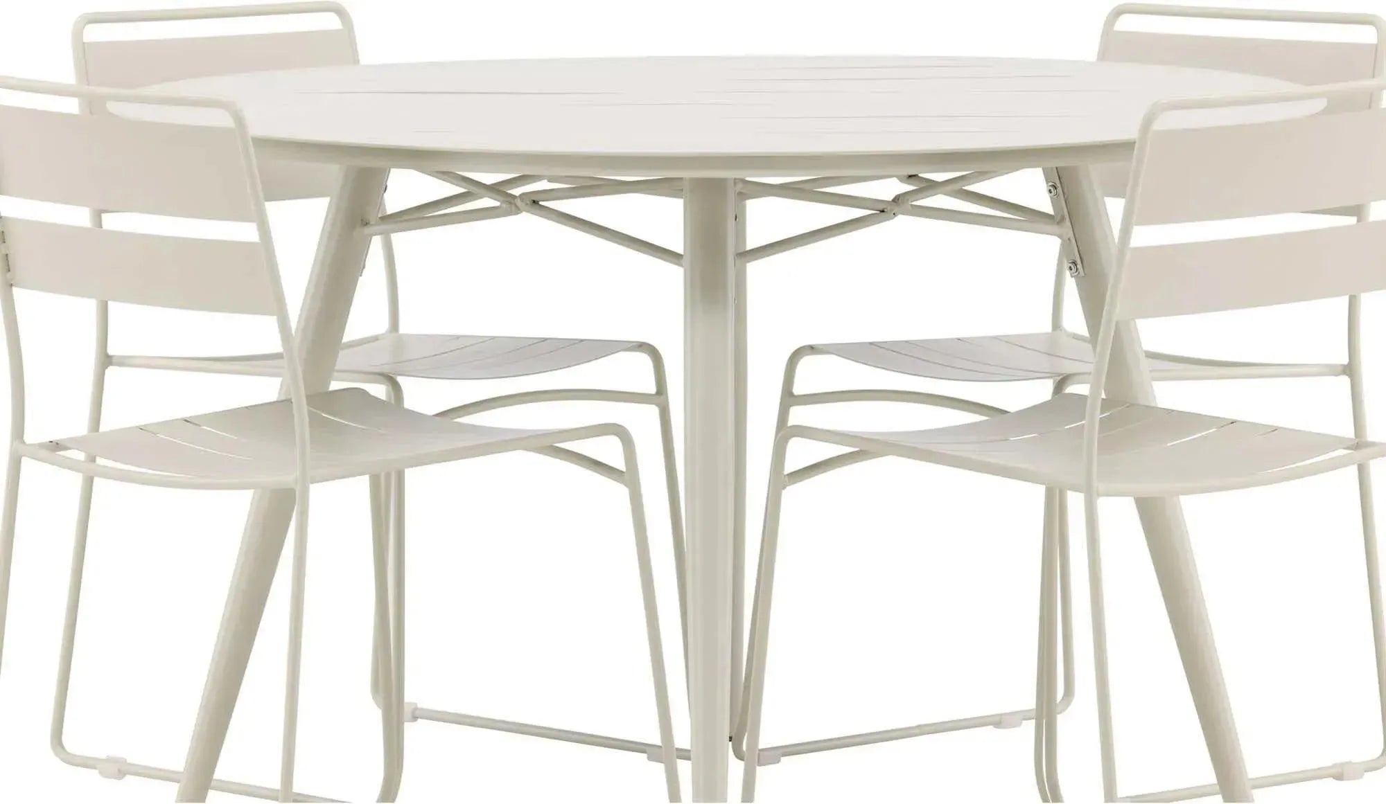 Lina Outdoor-Tischset ⌀120cm/4St. in Beige präsentiert im Onlineshop von KAQTU Design AG. Gartentischset ist von Venture Home