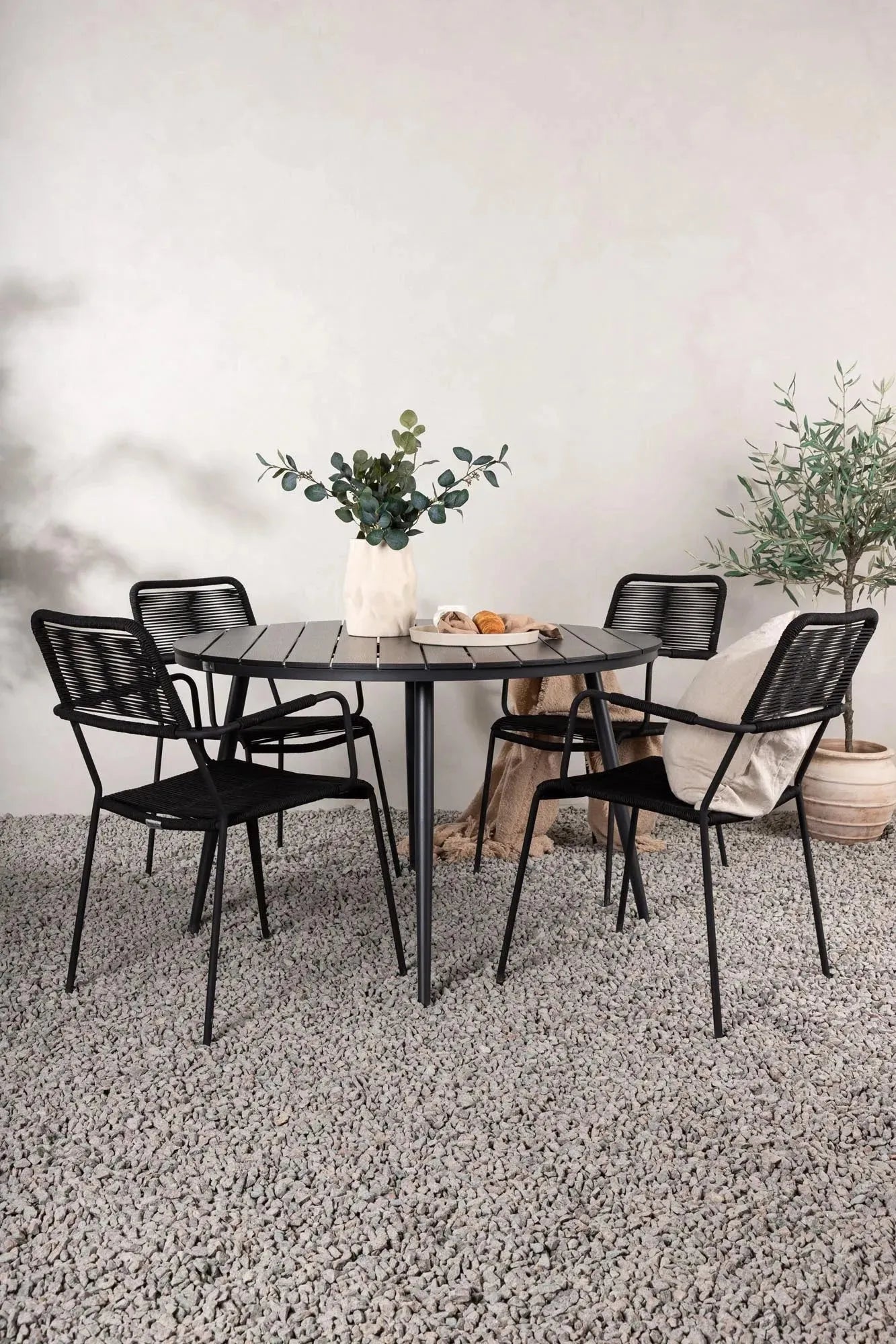 Break Outdoor-Tischset + Lindos Arm ⌀120cm/4St. - KAQTU Design