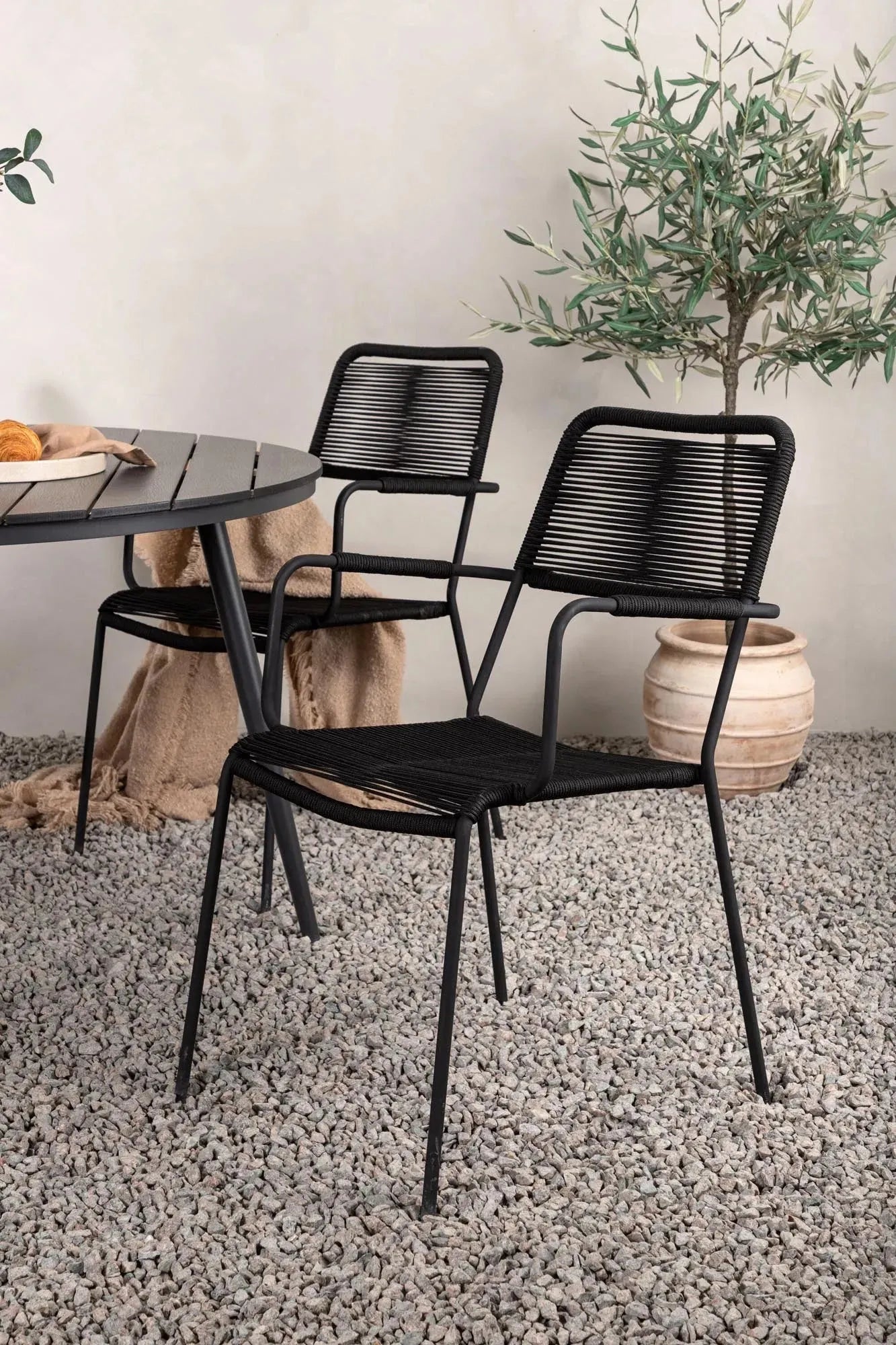 Break Outdoor-Tischset + Lindos Arm ⌀120cm/4St. - KAQTU Design