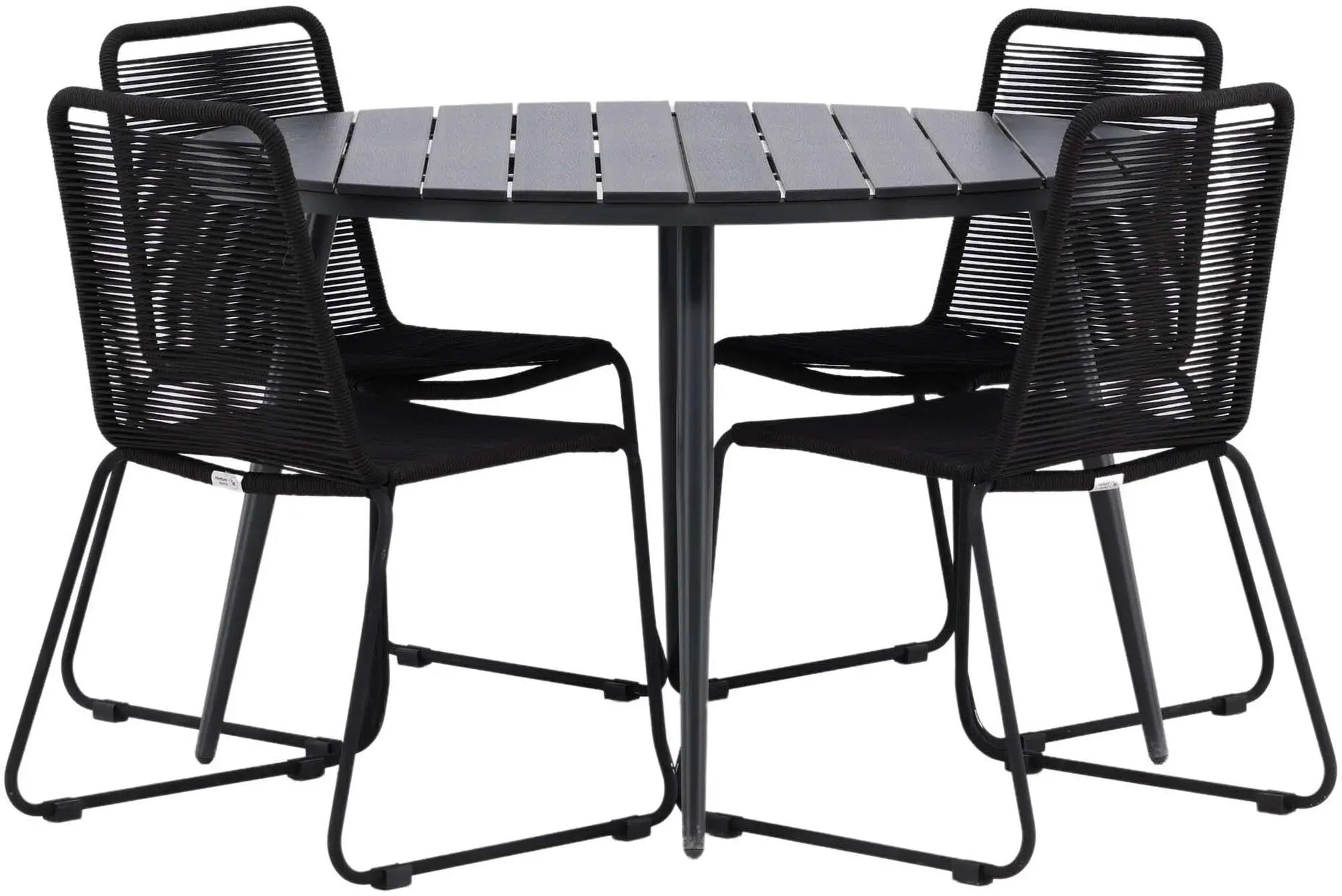 Break Outdoor-Tischset + Lindos Stack ⌀120cm/4St. - KAQTU Design