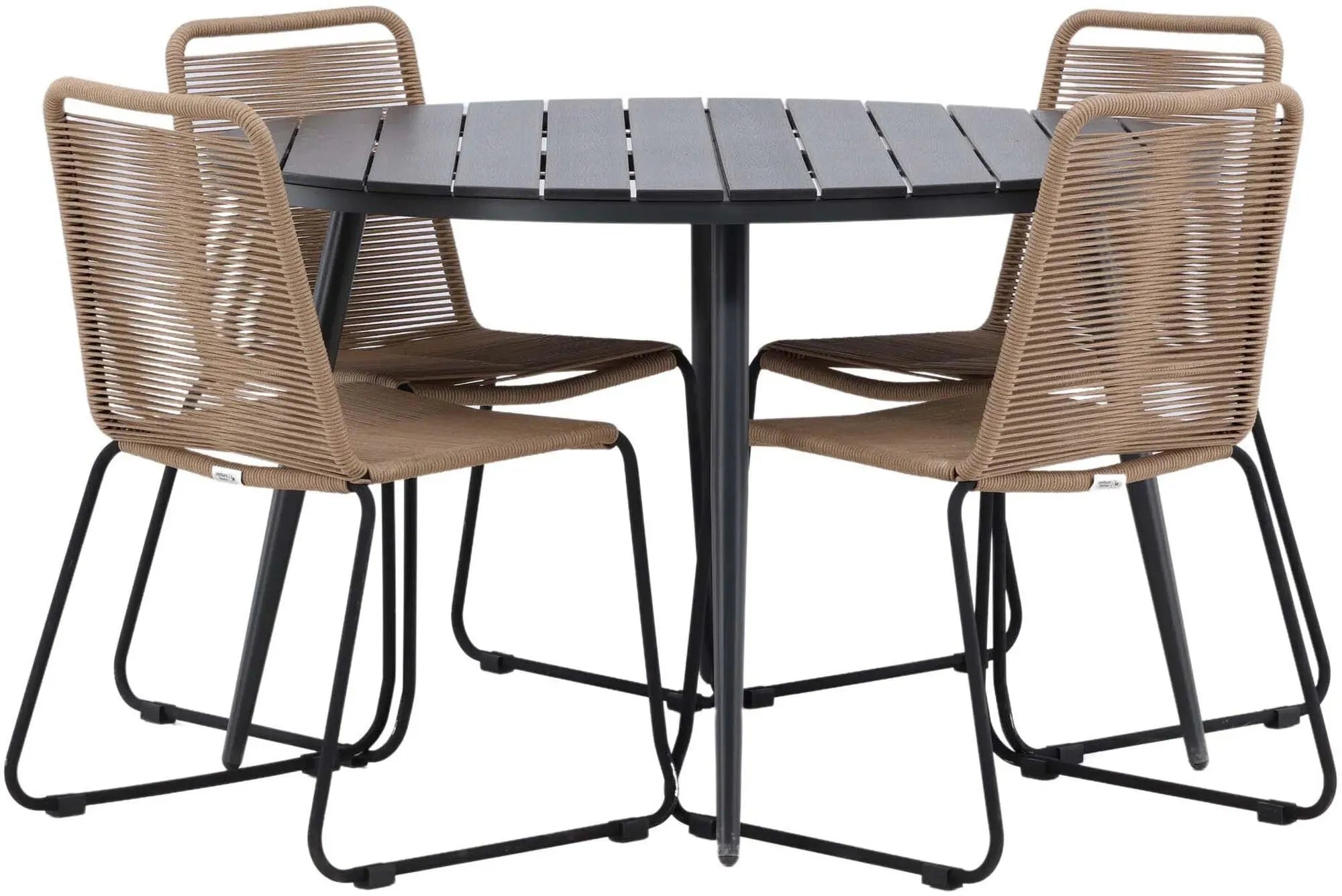 Break Outdoor-Tischset + Lindos Stack ⌀120cm/4St., Gartentischset, KAQTU Design