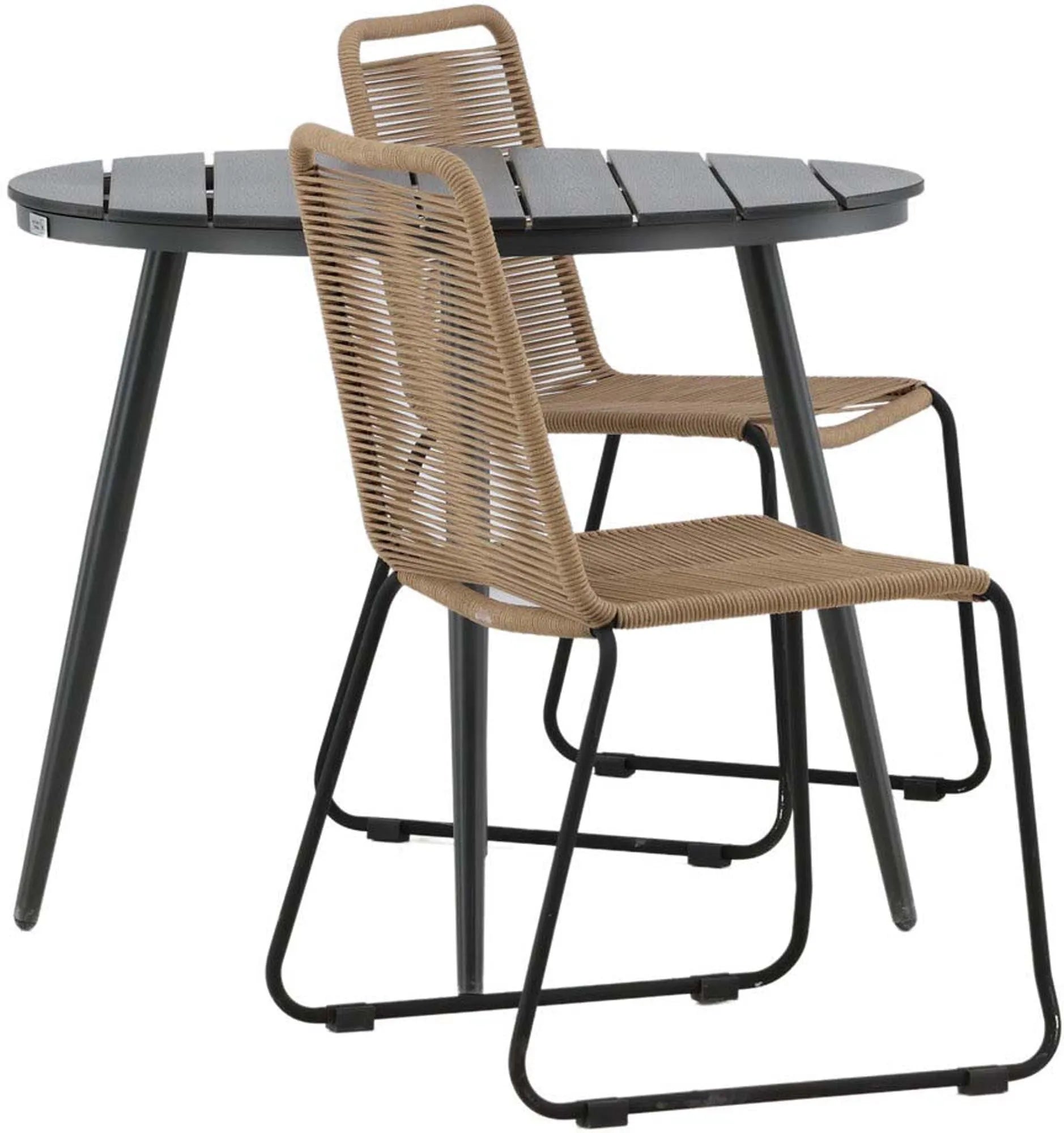 Break Outdoor-Tischset + Lindos Stack ⌀90cm/2St., Gartentischset, KAQTU Design