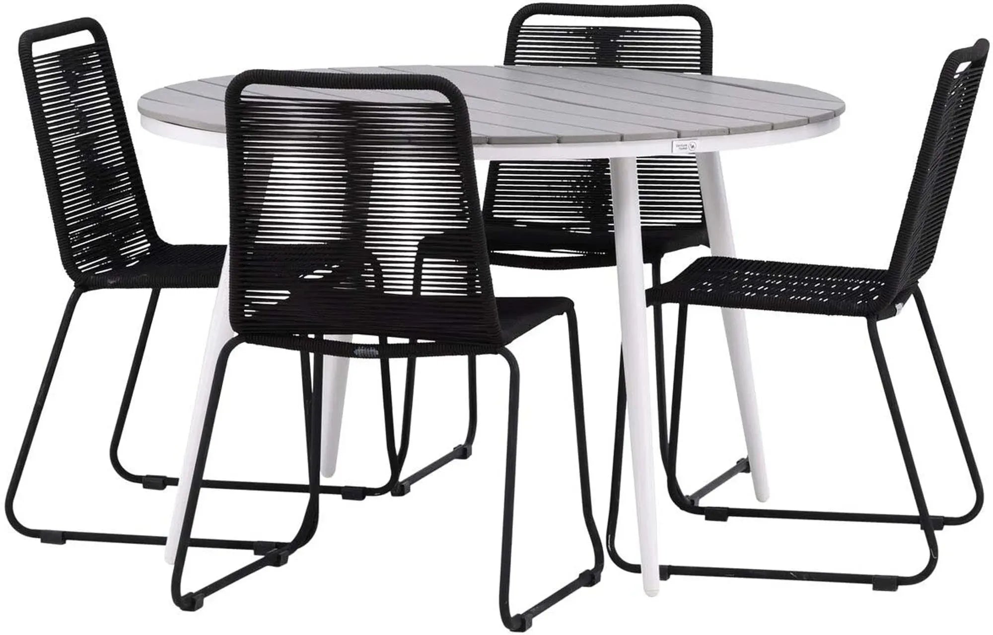 Break Outdoor-Tischset + Lindos Stack ⌀120cm/4St. - KAQTU Design