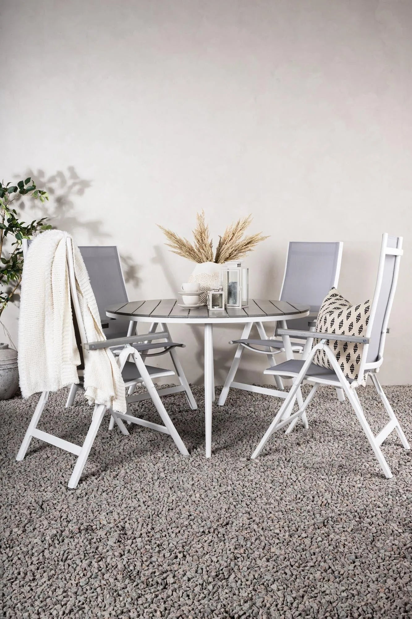 Break Outdoor-Tischset + Albany ⌀120cm/4St. - KAQTU Design