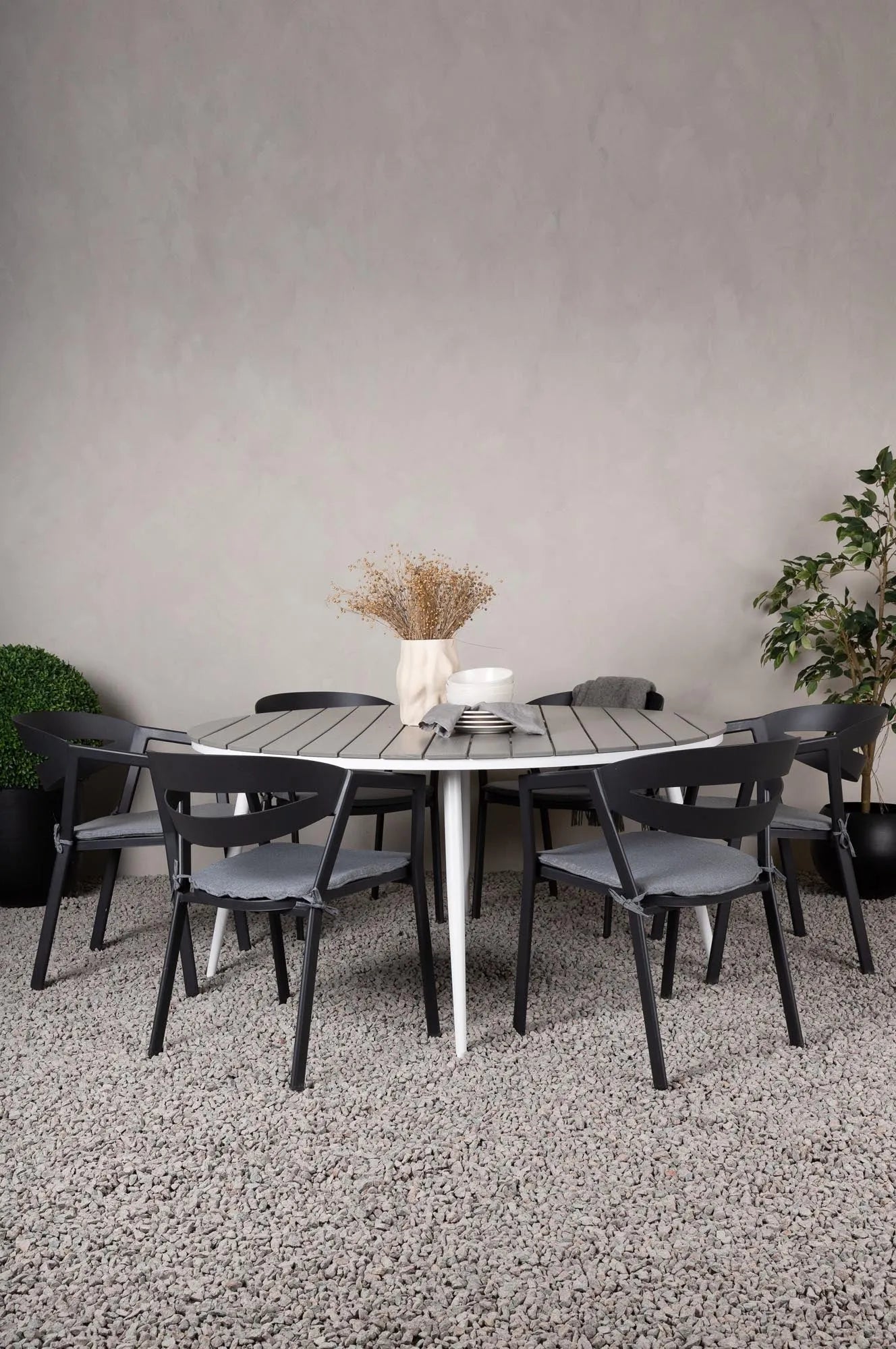 Break Outdoor-Tischset + Slit ⌀150cm/6St. - KAQTU Design