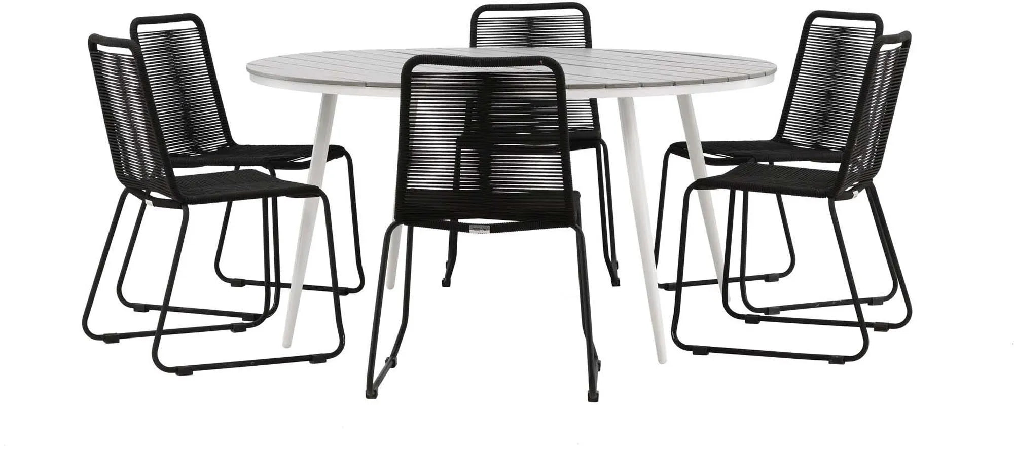 Break Outdoor-Tischset + Lindos Stack ⌀150cm/4St. - KAQTU Design